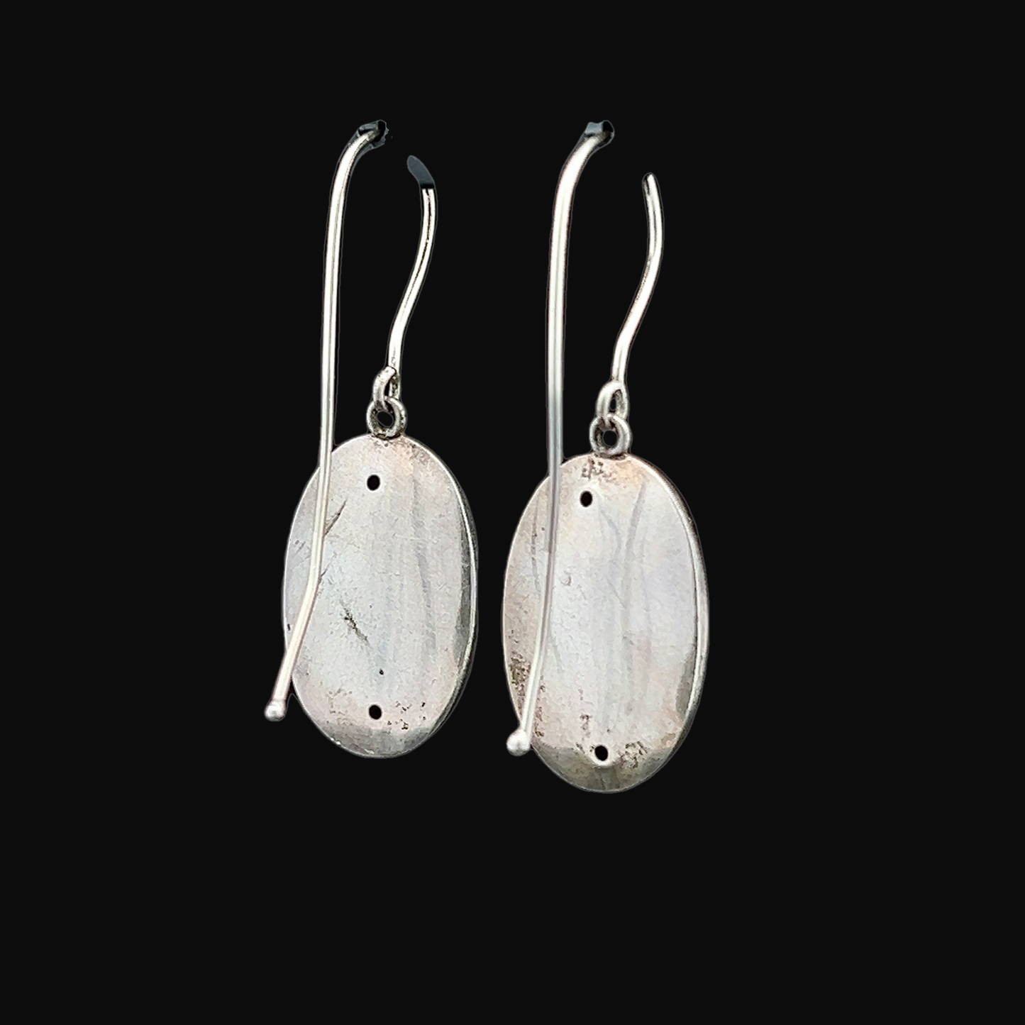 Antique Victorian Sterling Silver Oval Drop Earrings