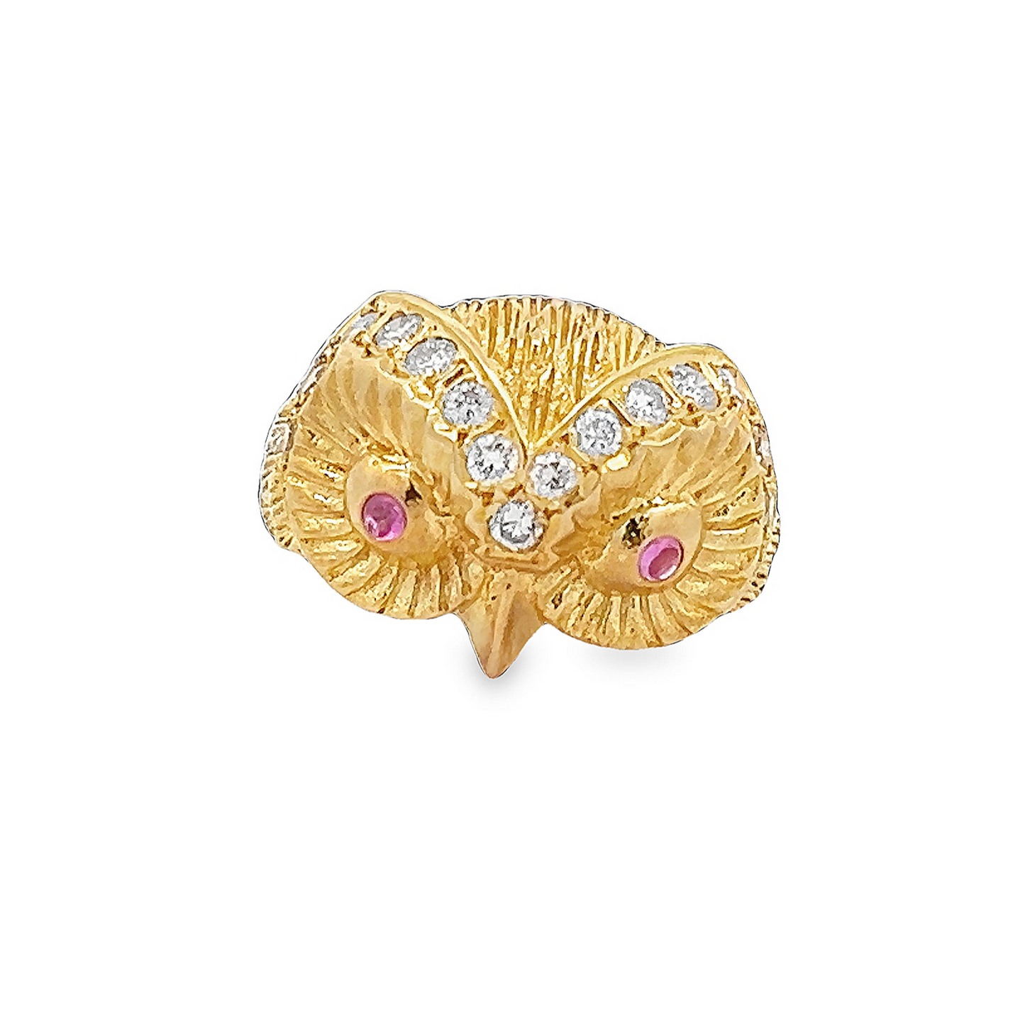 Vintage Ruby and Diamond 18ct Gold Owl Cocktail Ring