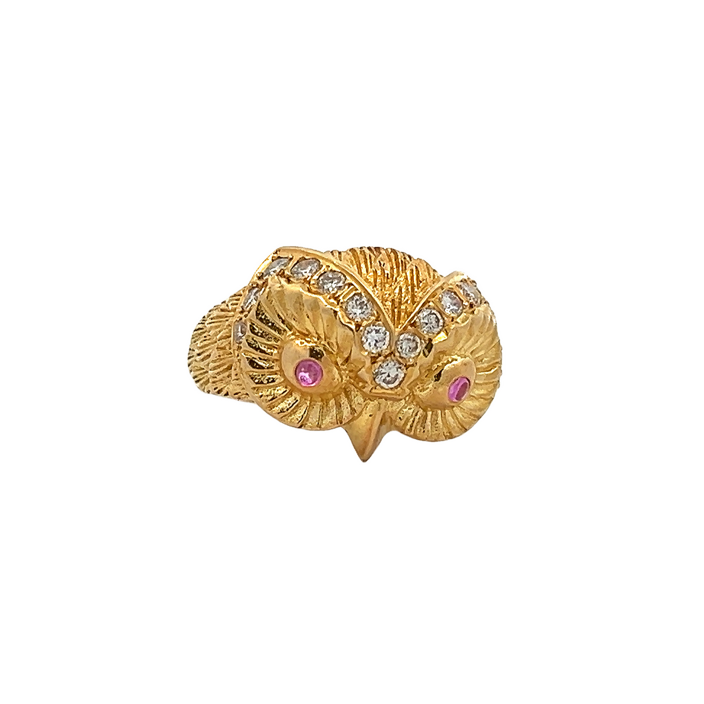 Vintage Ruby and Diamond 18ct Gold Owl Cocktail Ring