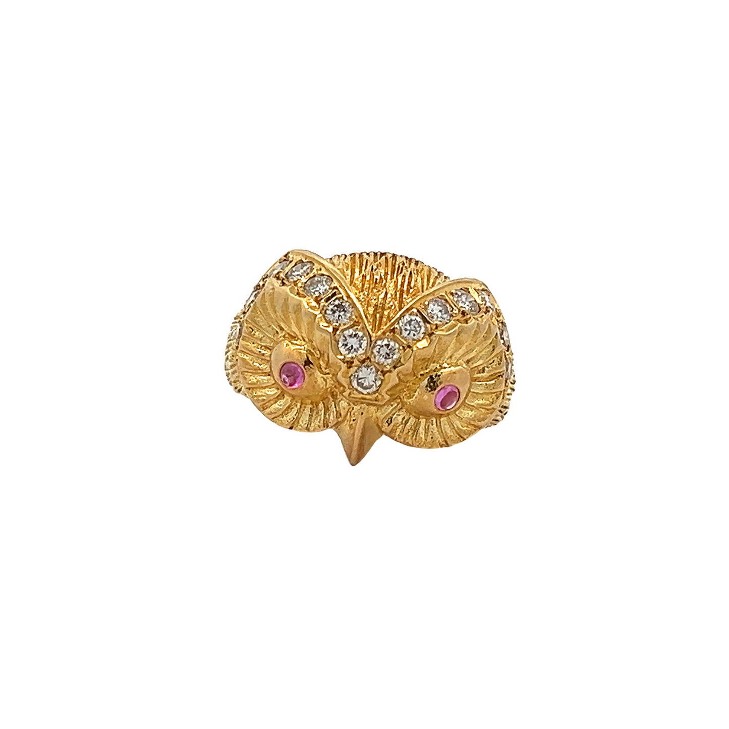 Vintage Ruby and Diamond 18ct Gold Owl Cocktail Ring