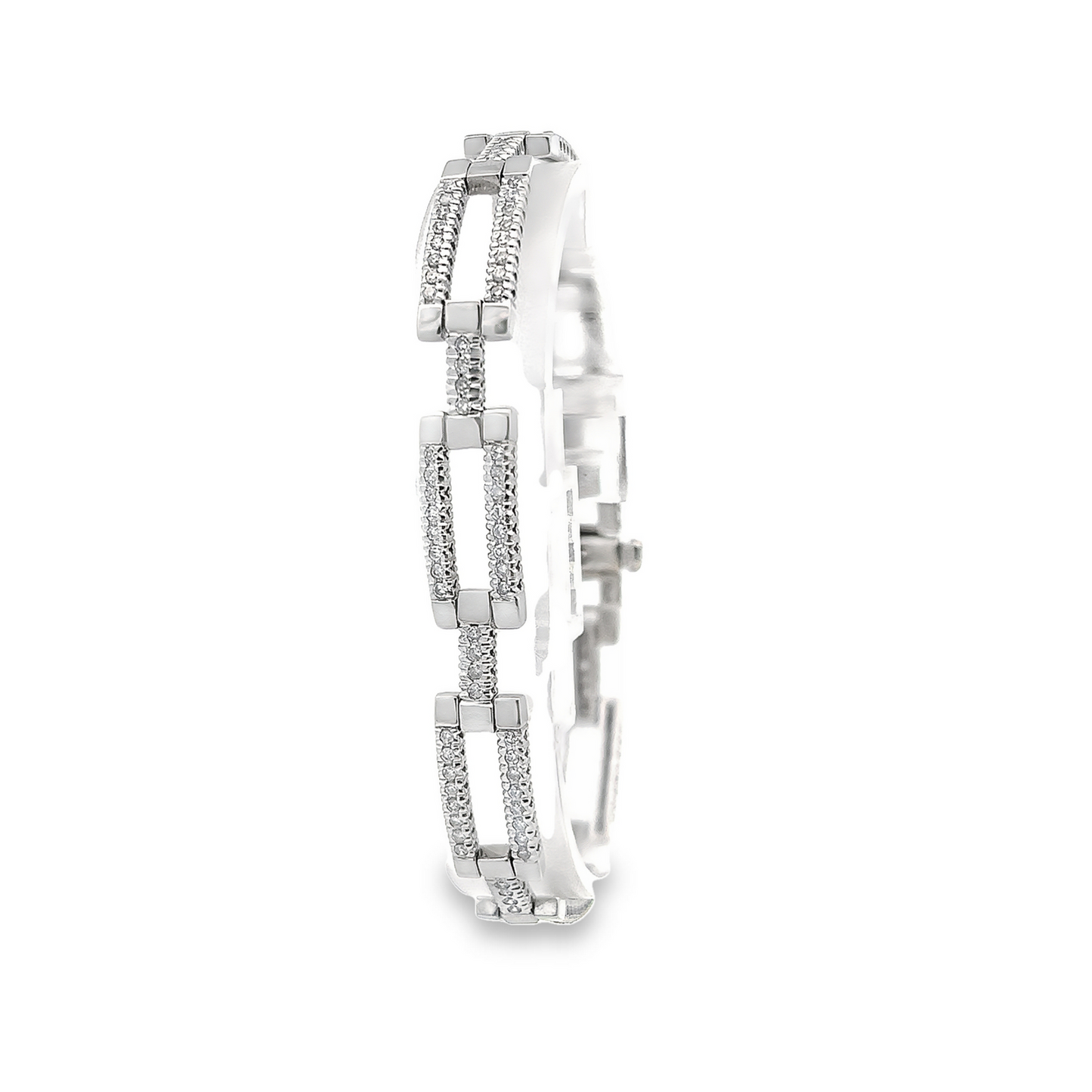 Vintage Art Deco Style Diamond 9ct White Gold Articulated Bracelet