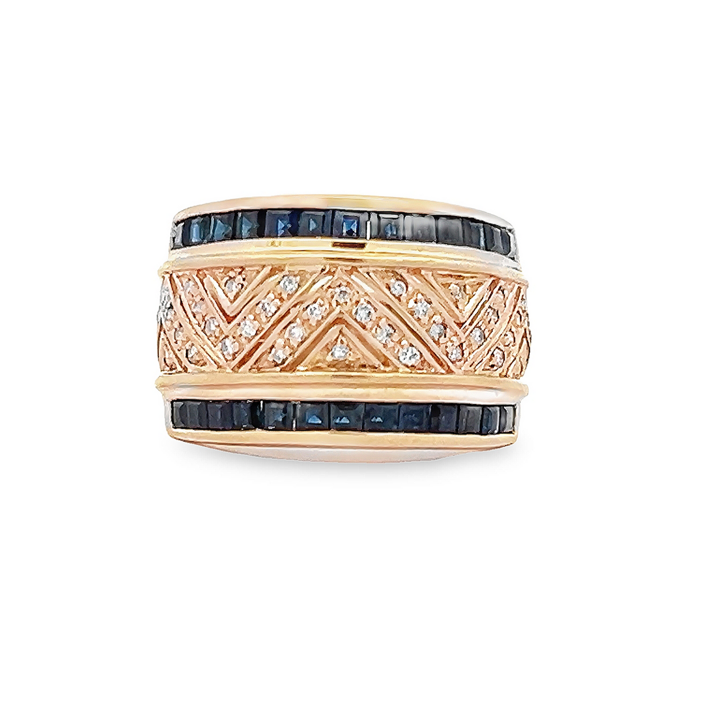 Vintage Diamond and Sapphire 9ct Gold Half Eternity Ring