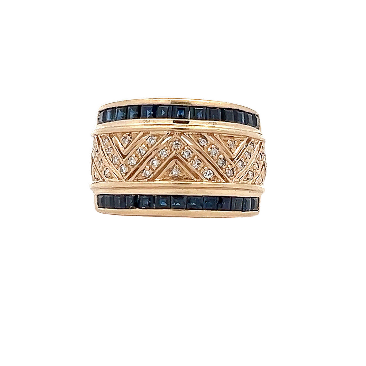 Vintage Diamond and Sapphire 9ct Gold Half Eternity Ring