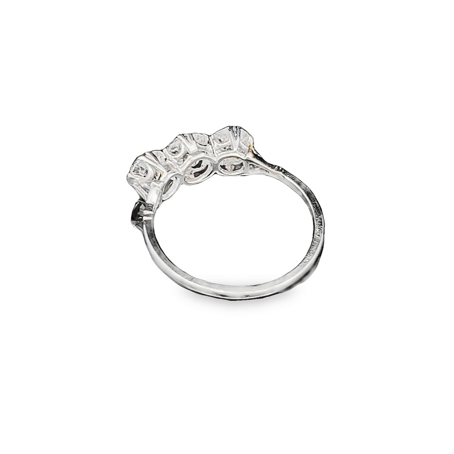 Antique Certificated 1.77 Carat Old European Cut Natural Diamond 3 Stone Platinum Ring
