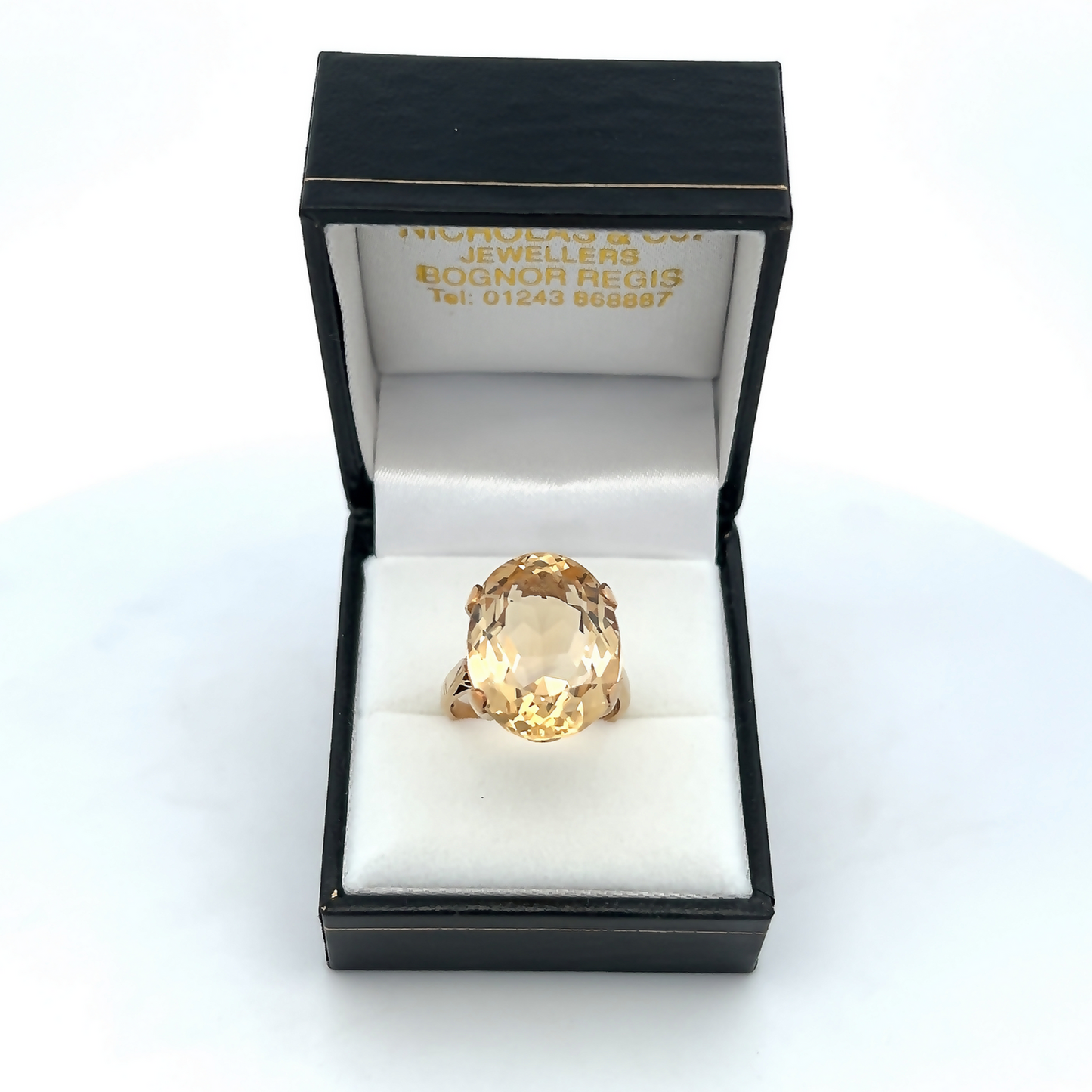 Vintage 1960's Citrine 9ct Gold Cocktail / Dress Ring