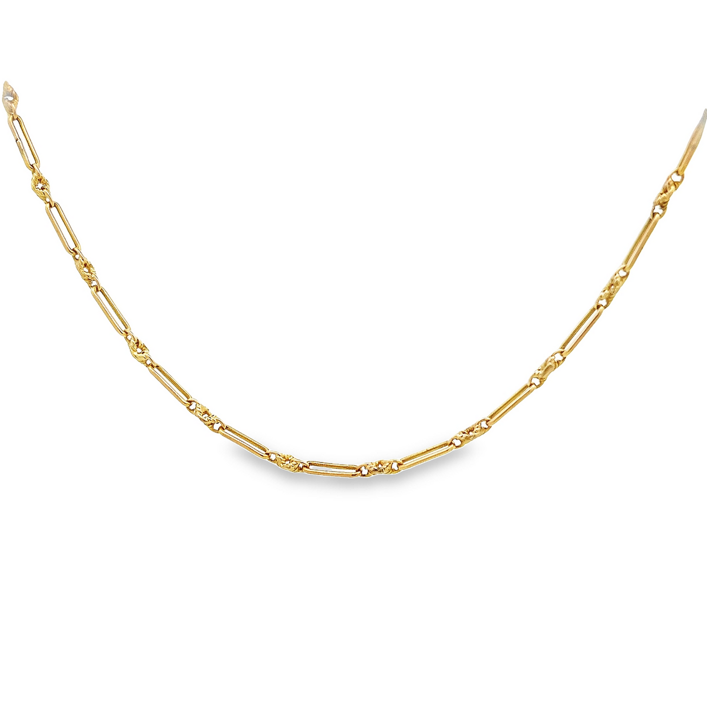 Antique Edwardian Ornate Trombone Fetter Link 9ct Gold Chain