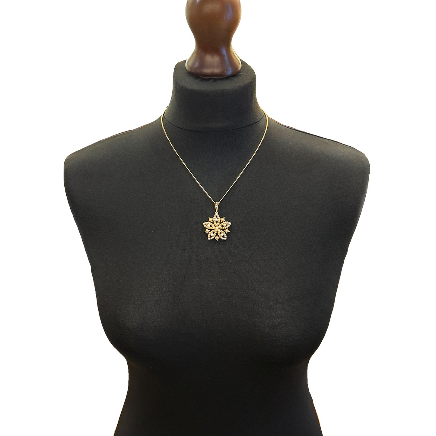 Antique Natural Split Pearl 15ct Gold Star Pendant / Brooch