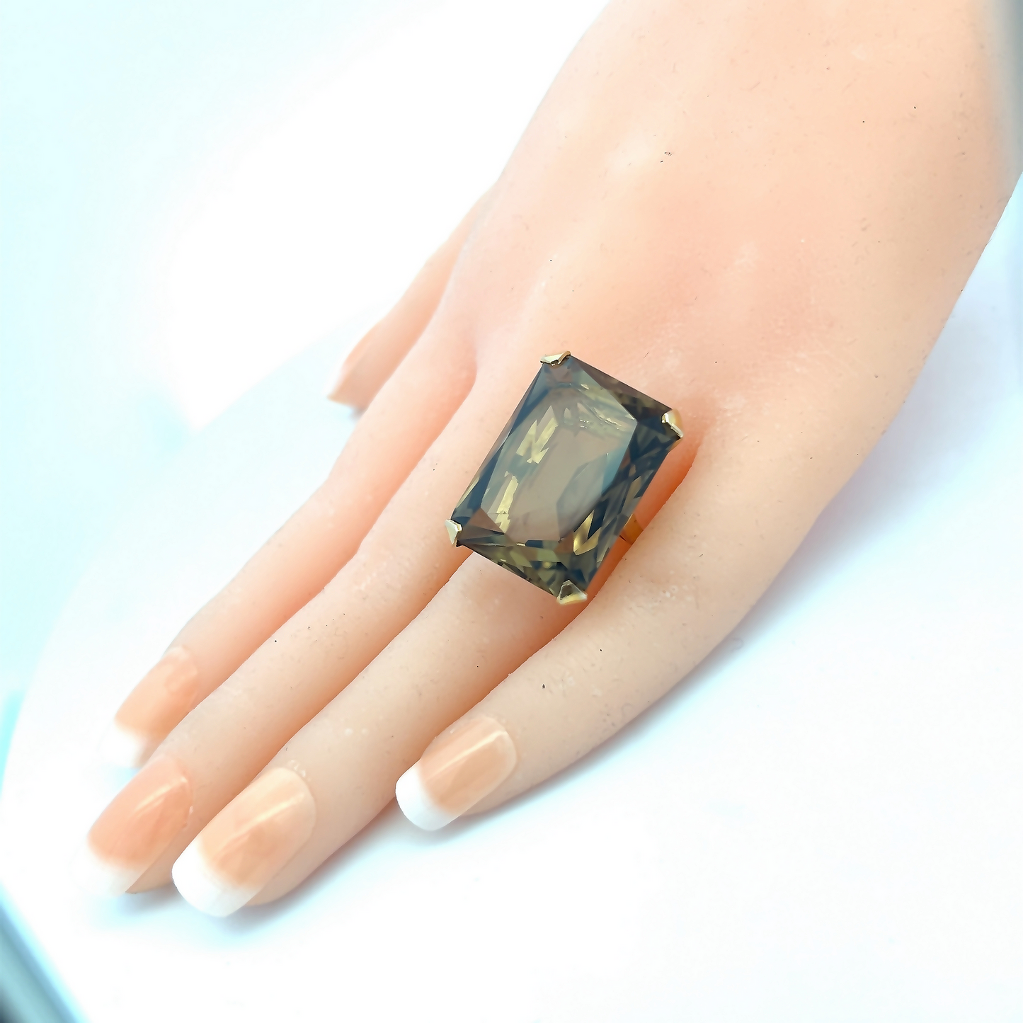 Vintage Large Smoky Quartz 9ct Gold Dress Ring