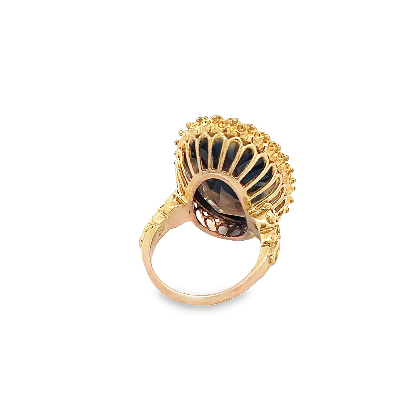 Vintage Large Oval Smoky Quartz 9ct Gold Dress Ring