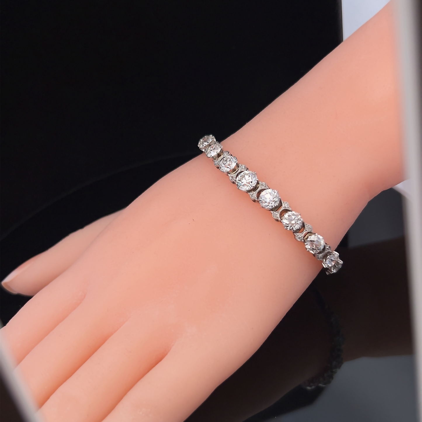 Superb Antique Edwardian Graduated Diamond Line Bracelet