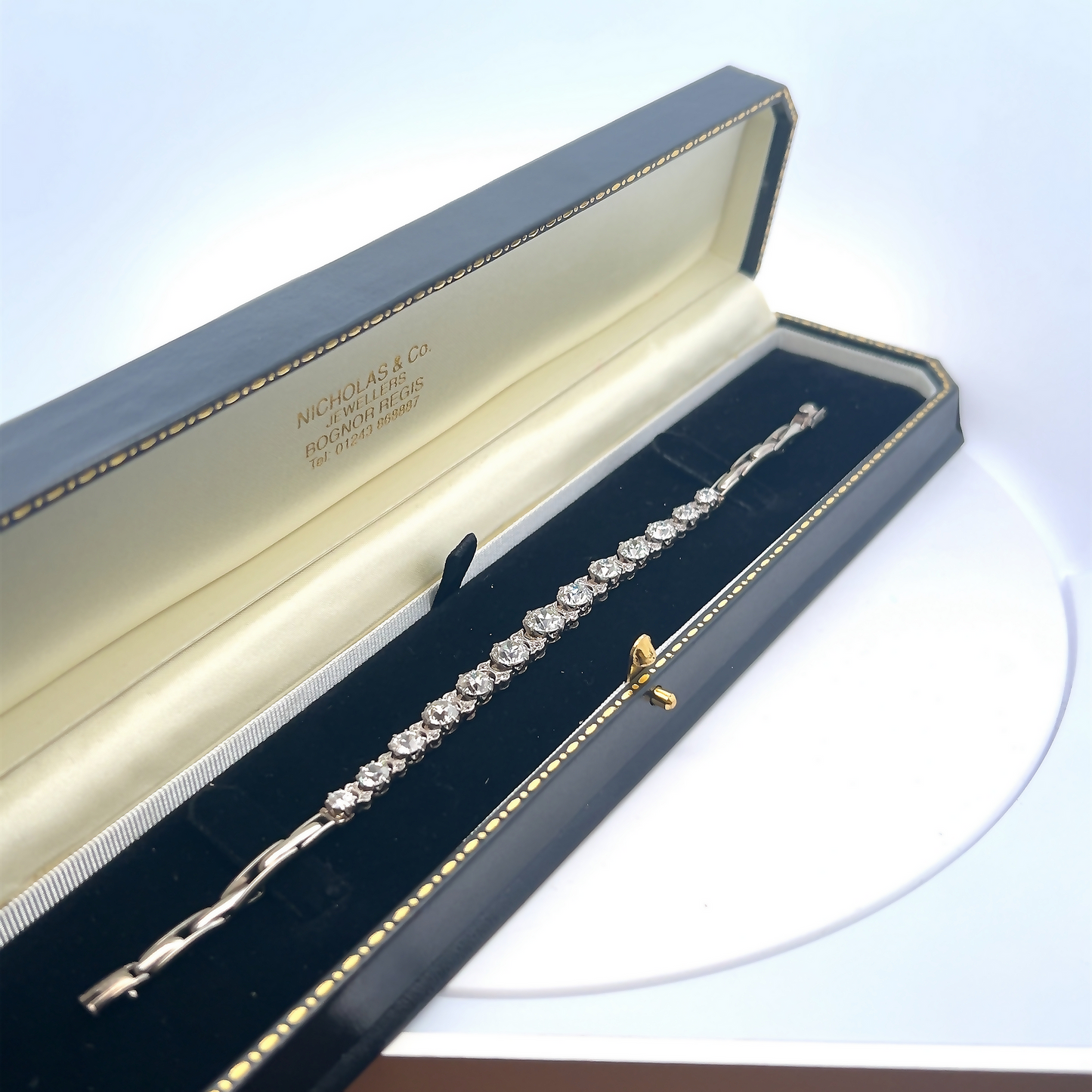 Superb Antique Edwardian Graduated Diamond Line Bracelet