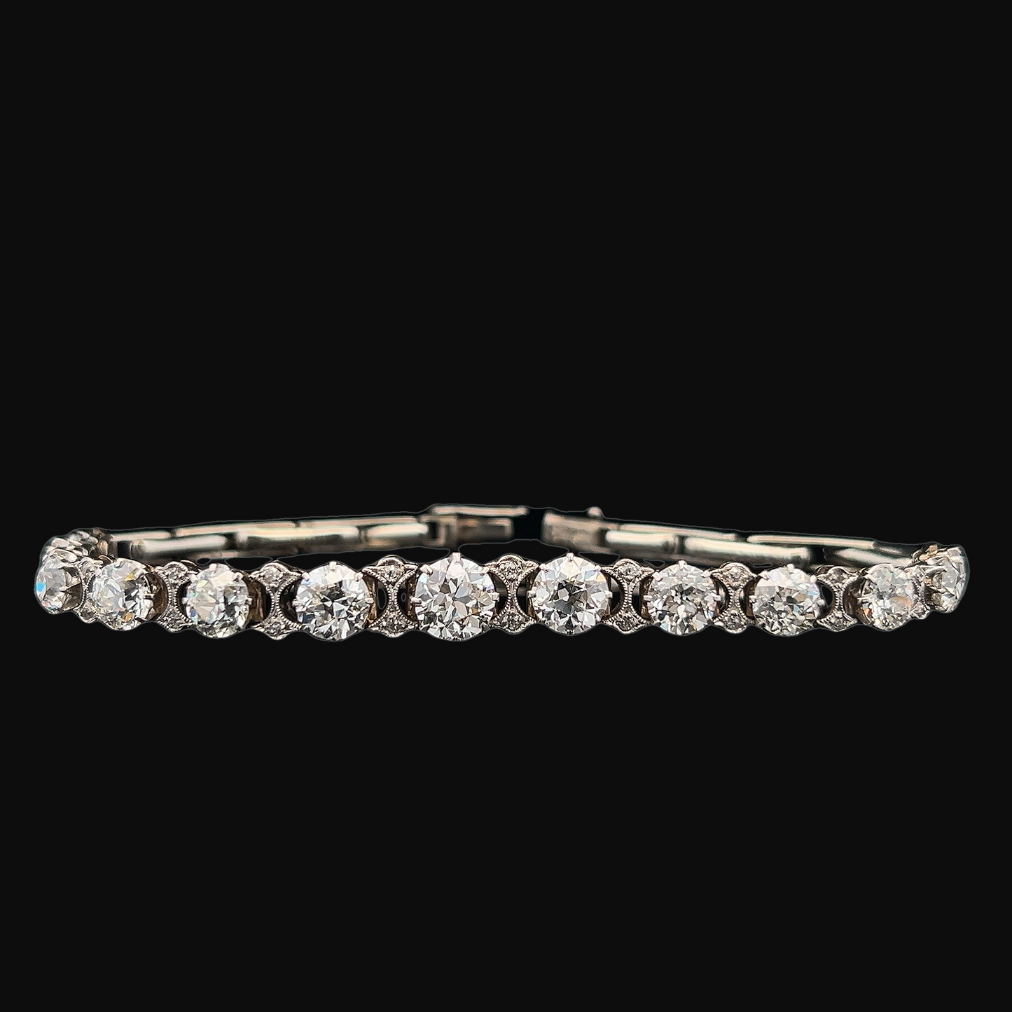 Superb Antique Edwardian Graduated Diamond Line Bracelet