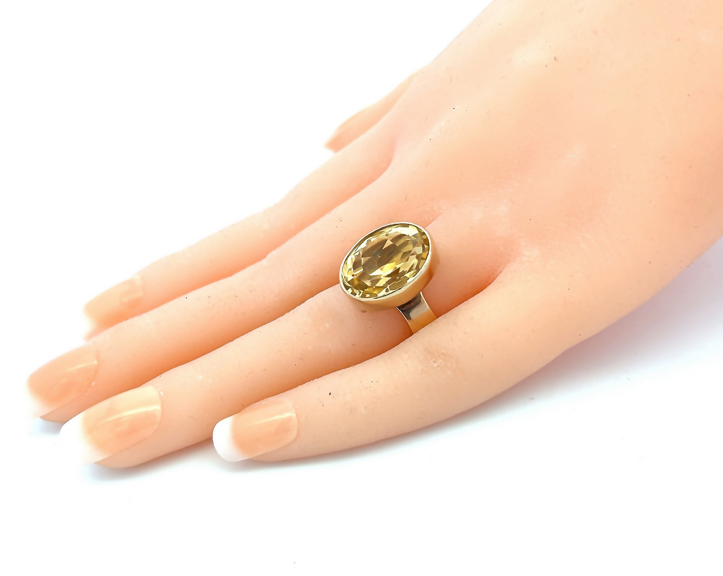 Vintage Scandinavian Style Citrine 9ct Gold Dress Ring