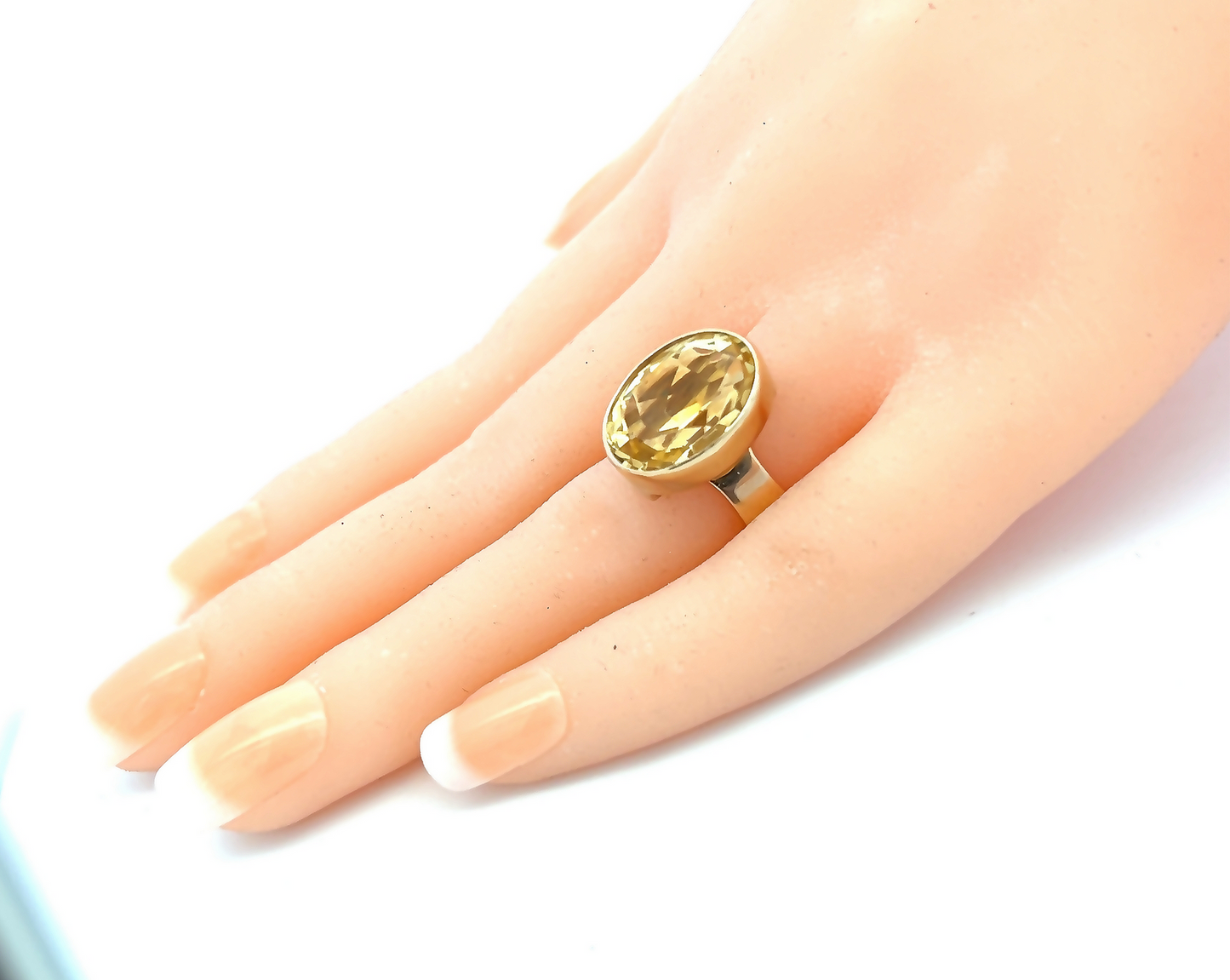Vintage Scandinavian Style Citrine 9ct Gold Dress Ring