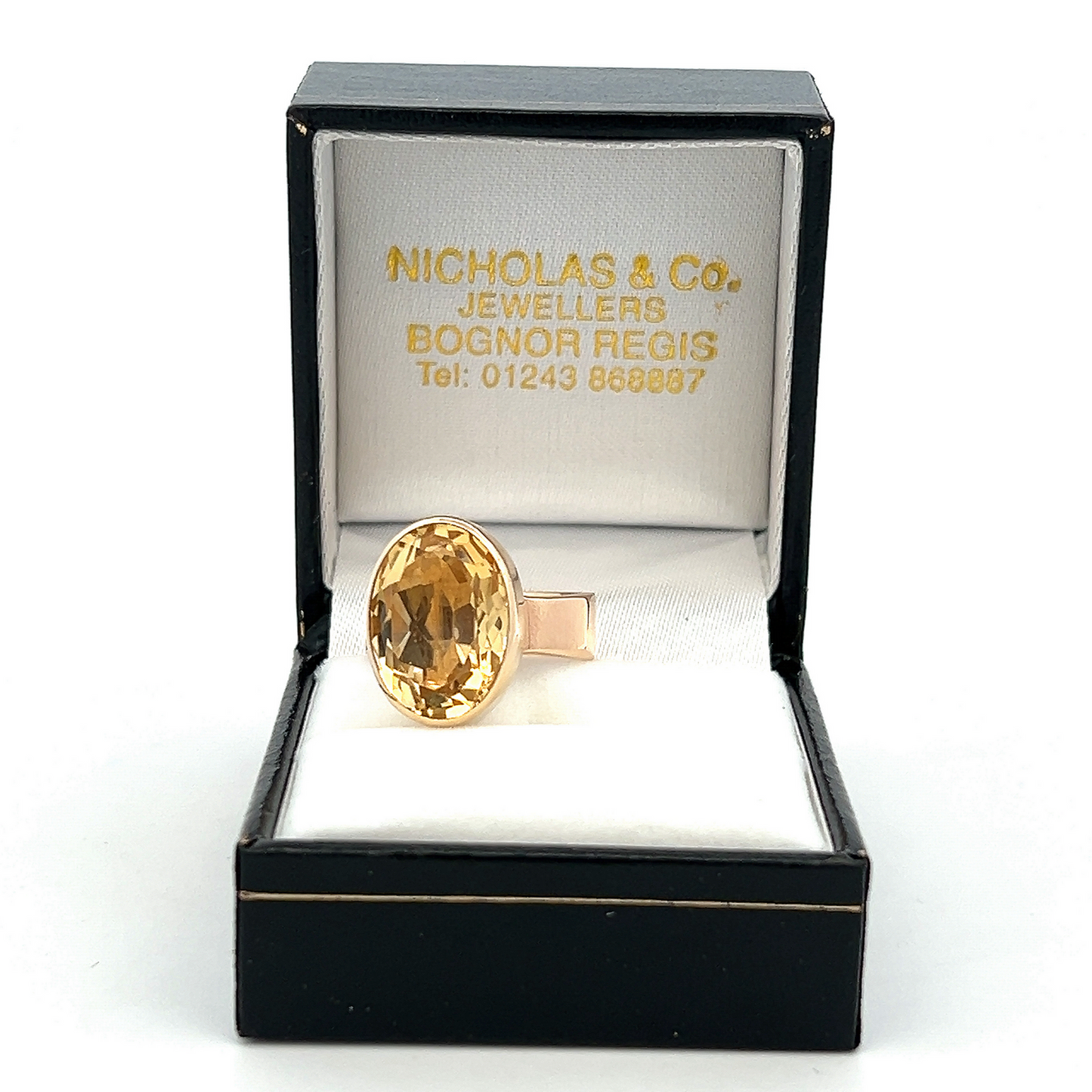 Vintage Scandinavian Style Citrine 9ct Gold Dress Ring