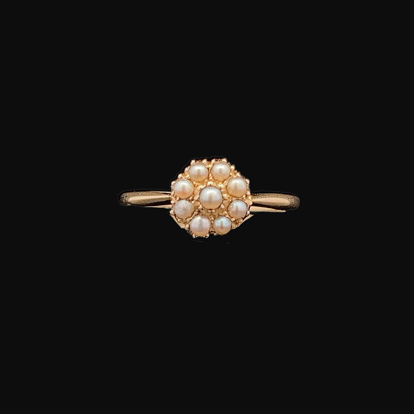 Antique Edwardian Natural Pearl Cluster 18ct Gold Ring