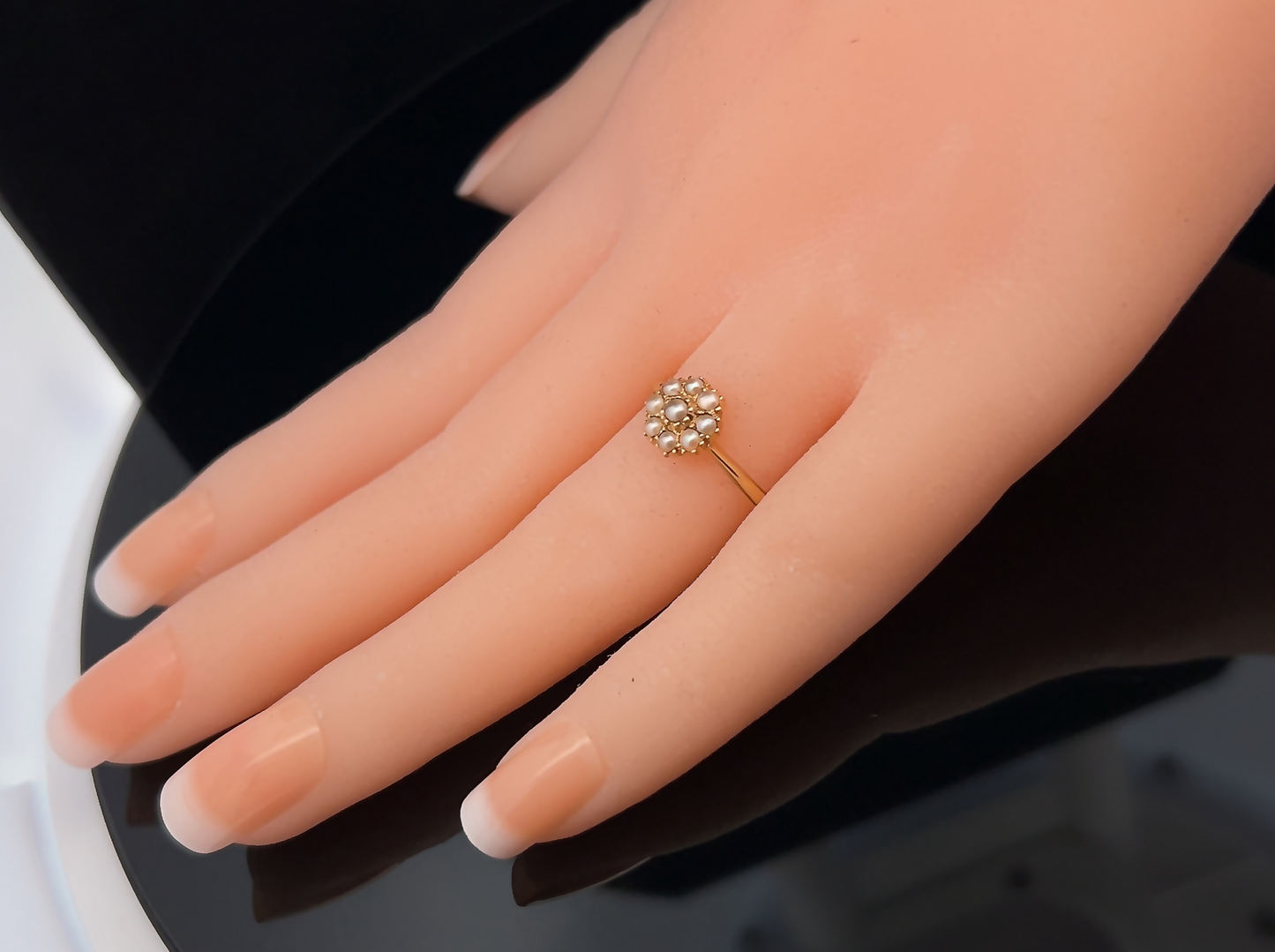 Antique Edwardian Natural Pearl Cluster 18ct Gold Ring