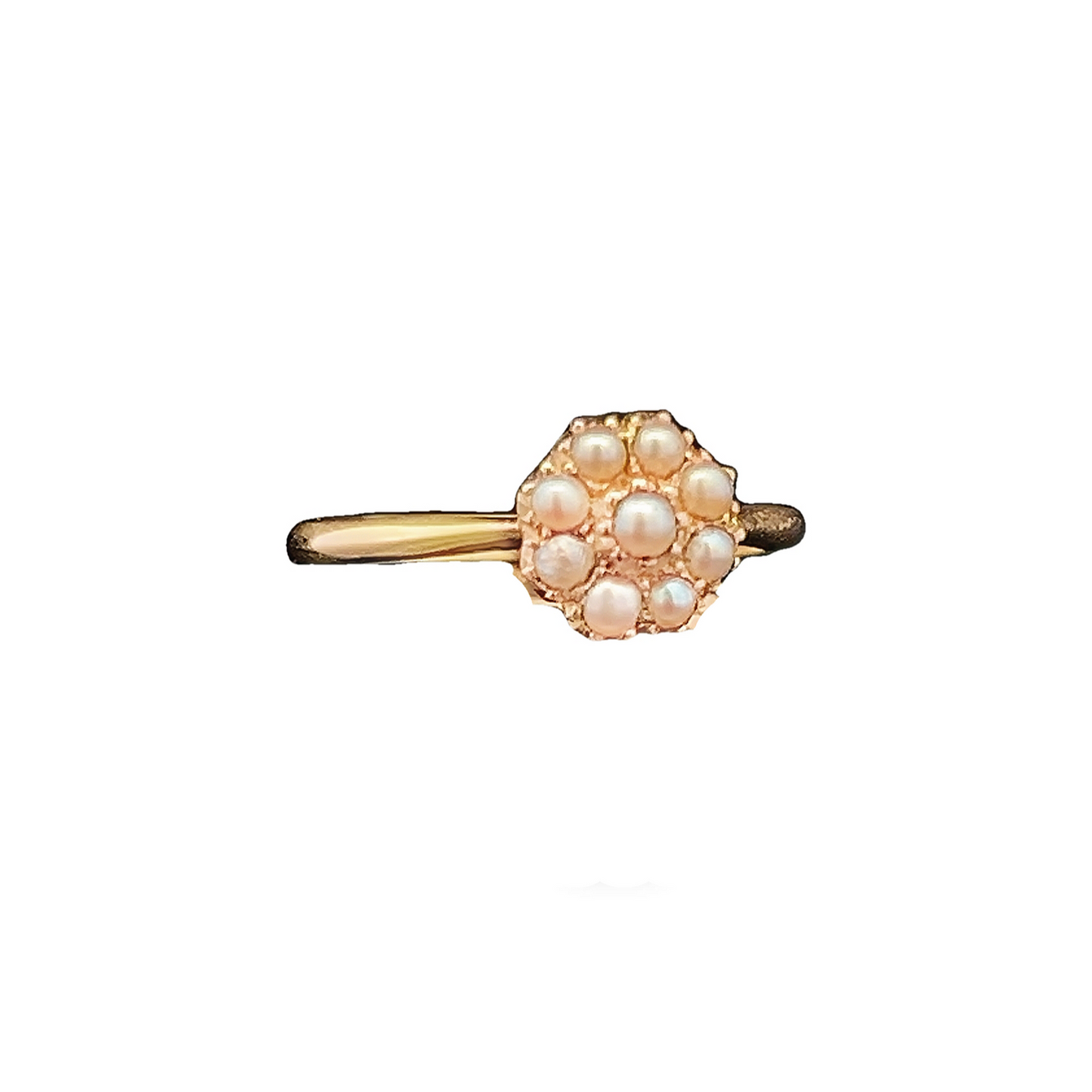 Antique Edwardian Natural Pearl Cluster 18ct Gold Ring