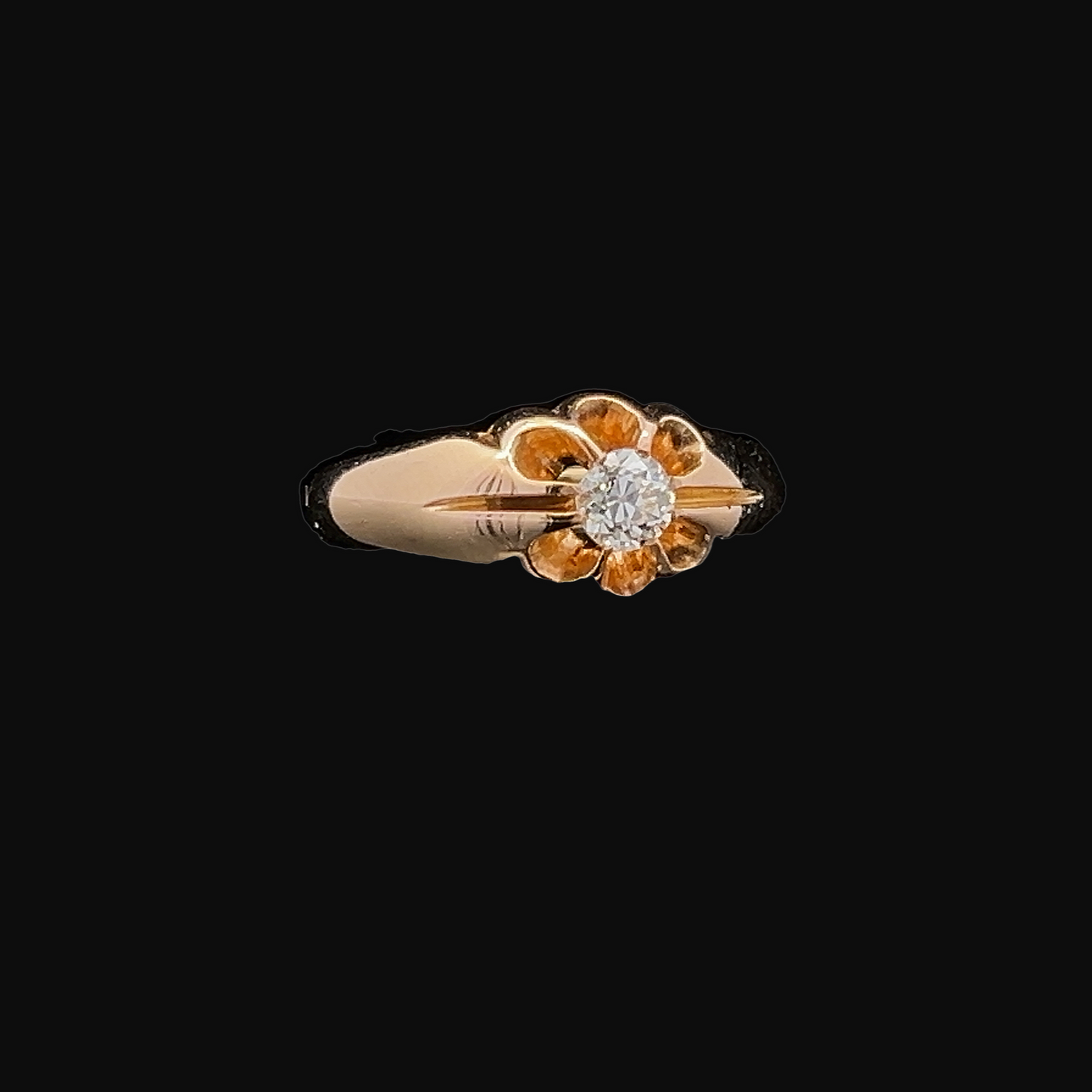 Antique Edwardian Solitaire Old European Cut 0.30ct Diamond 18ct Gold Gypsy Ring