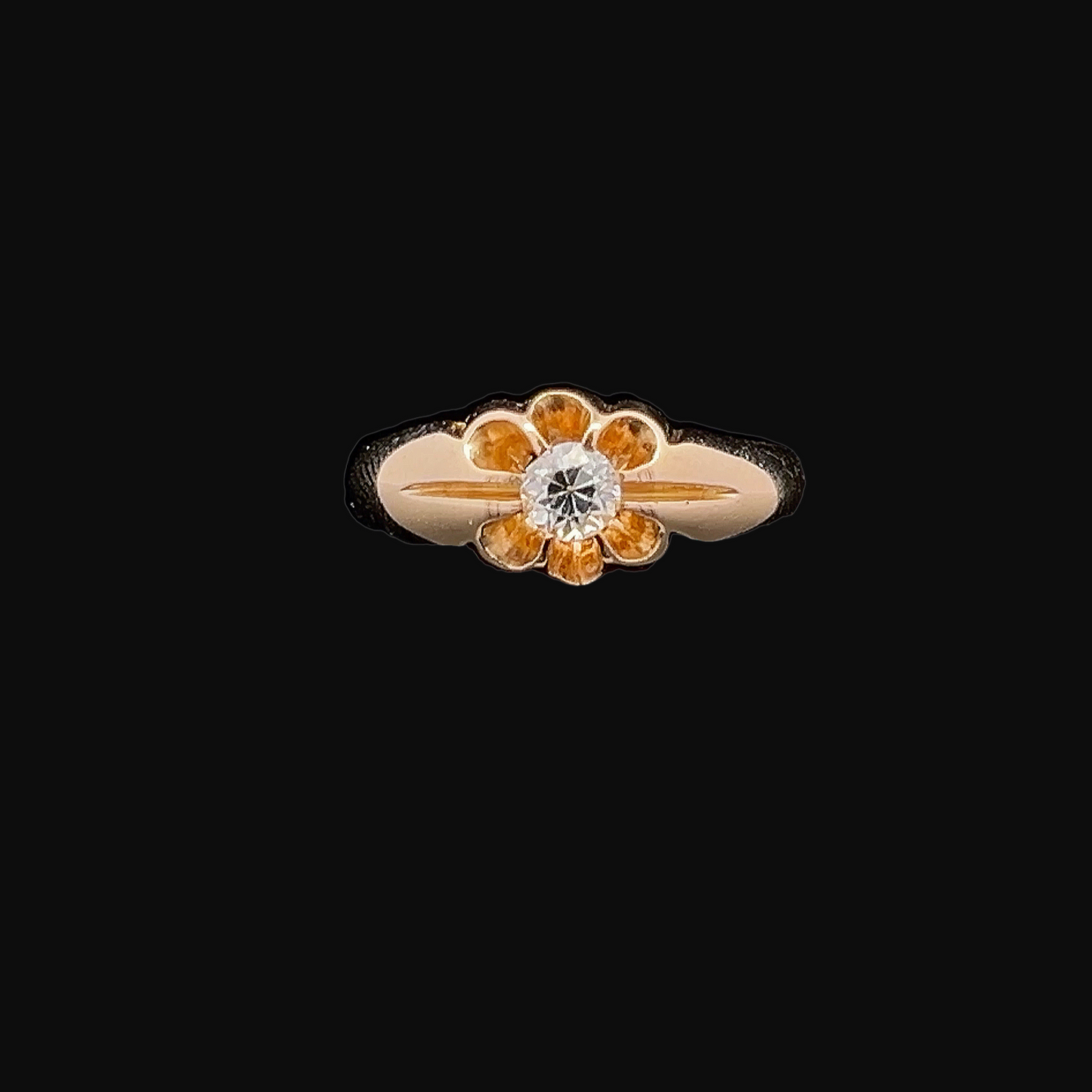 Antique Edwardian Solitaire Old European Cut 0.30ct Diamond 18ct Gold Gypsy Ring