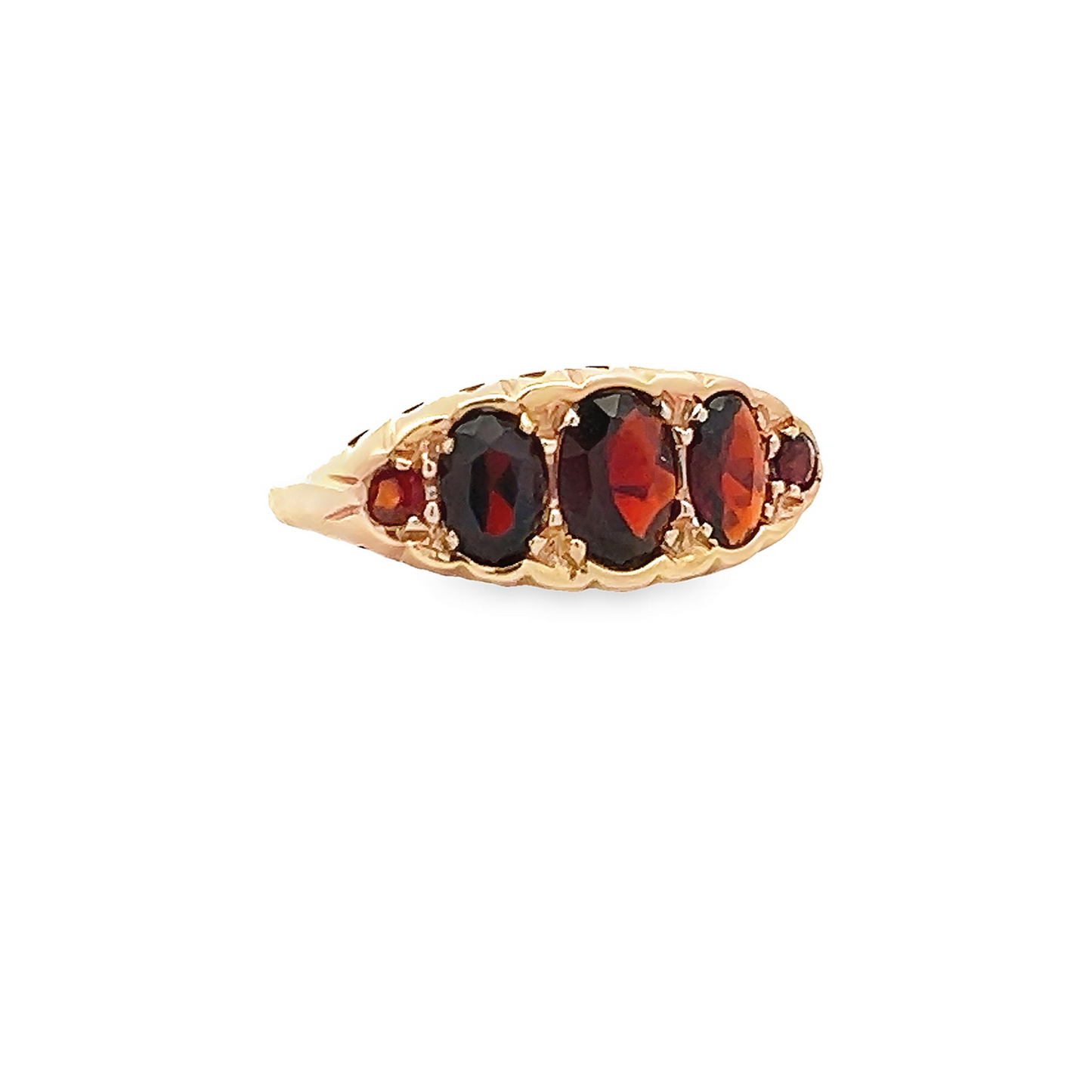 Vintage Victorian Style Garnet Five Stone 9ct Gold Ring