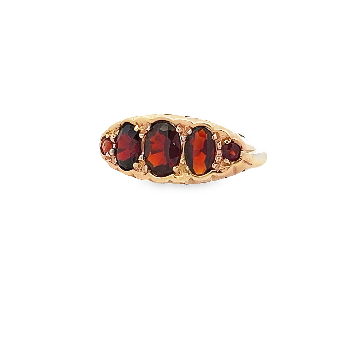 Vintage Victorian Style Garnet Five Stone 9ct Gold Ring