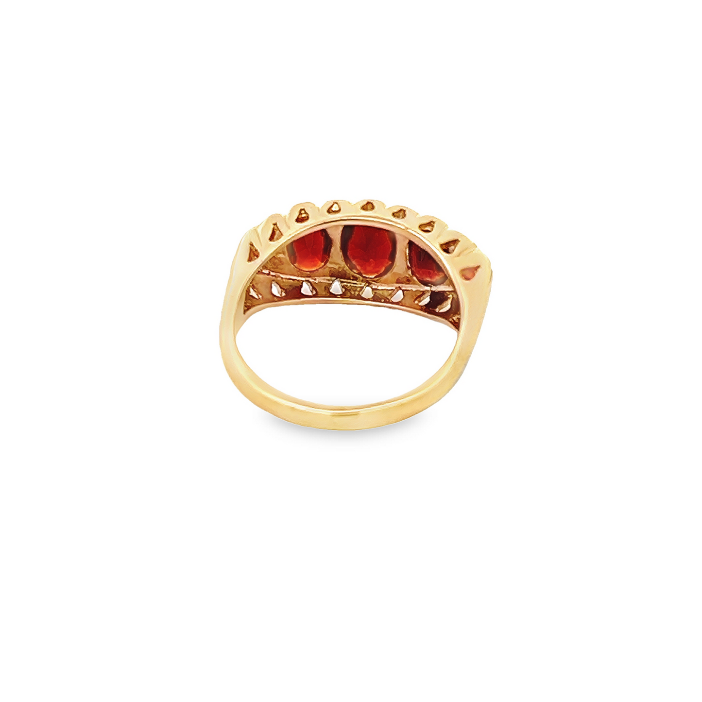Vintage Victorian Style Garnet Five Stone 9ct Gold Ring