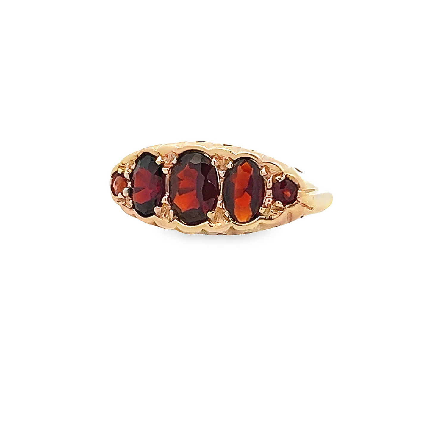 Vintage Victorian Style Garnet Five Stone 9ct Gold Ring