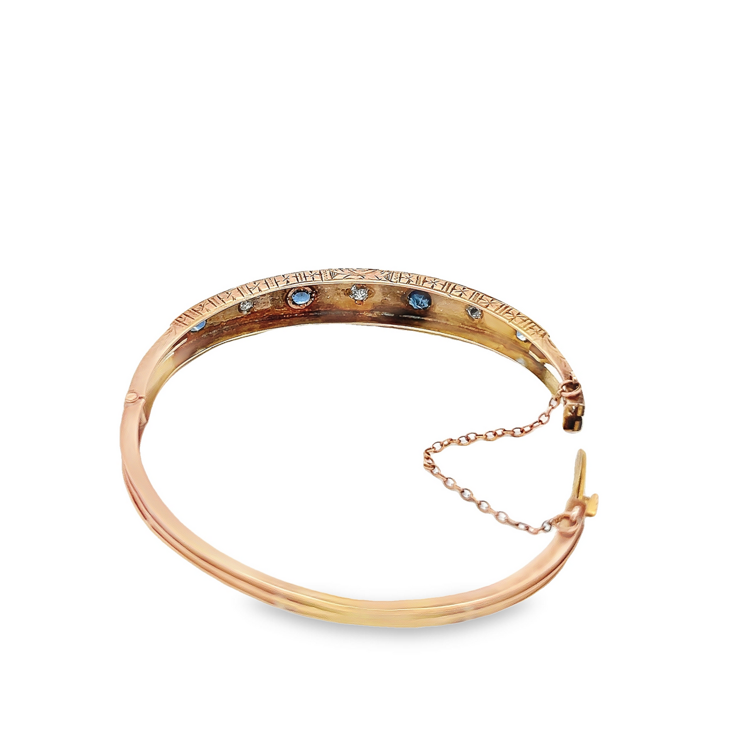 Antique Victorian Sapphire and Diamond 9ct gold Star Set Bangle