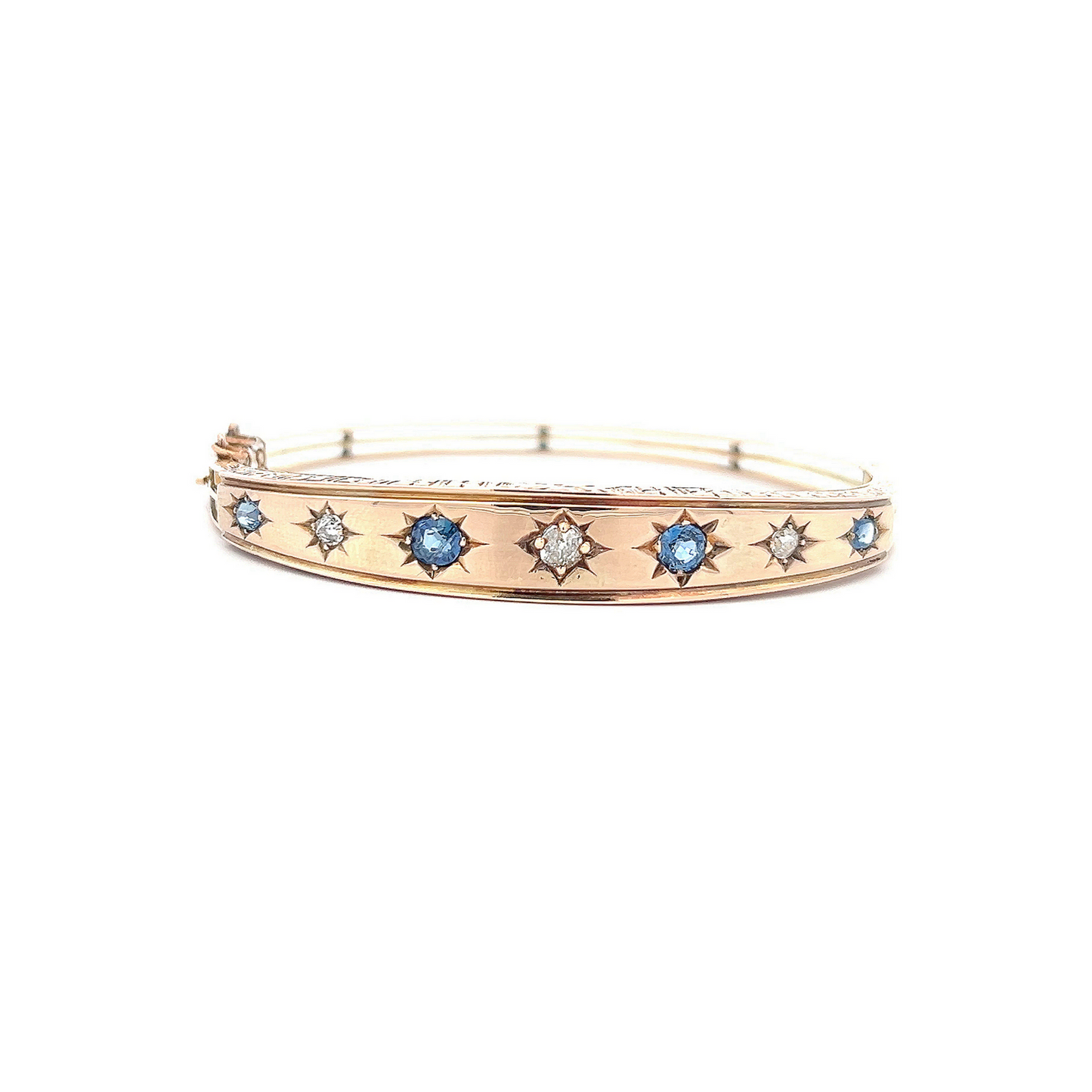 Antique Victorian Sapphire and Diamond 9ct gold Star Set Bangle