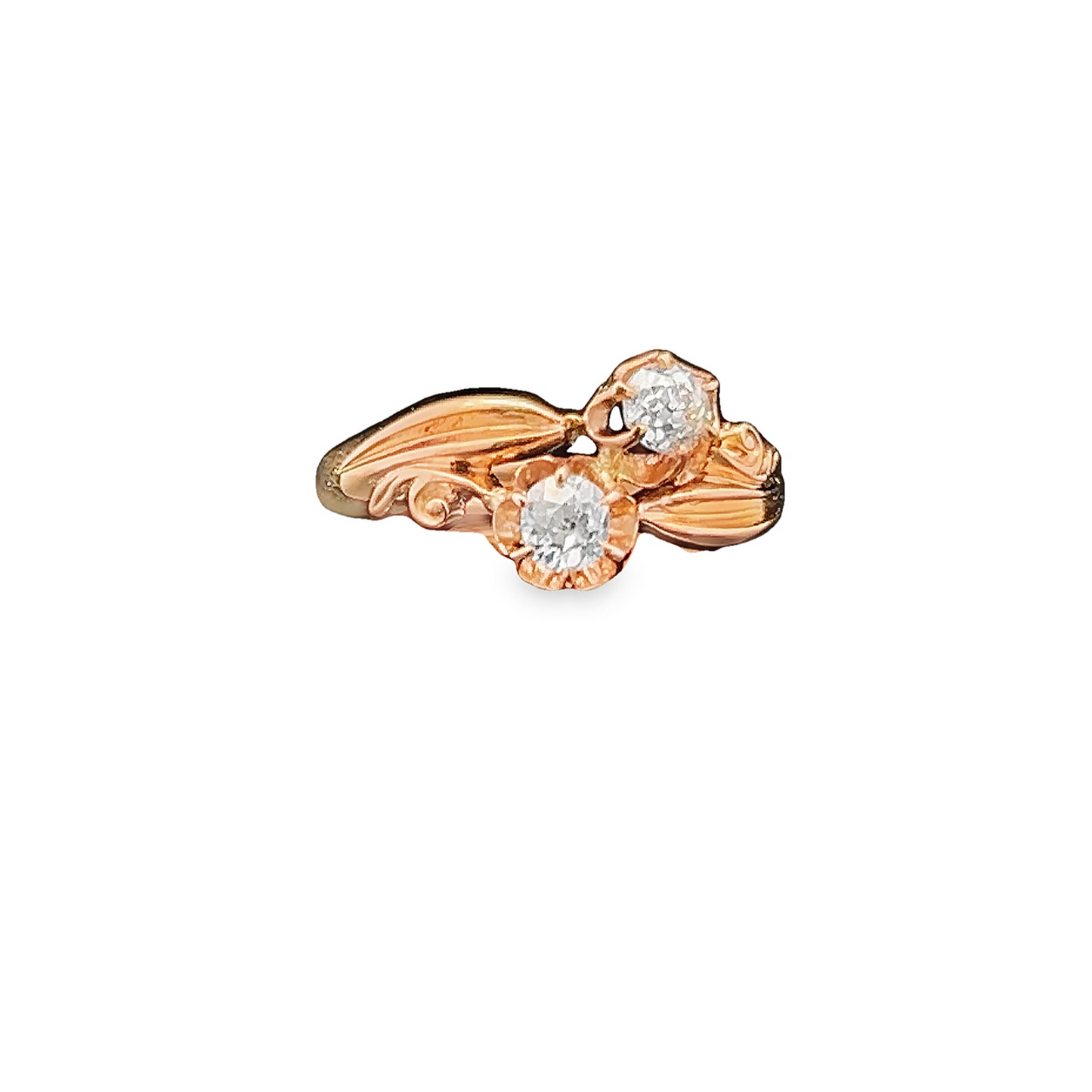 Antique Art Nouveau Diamond 'Toi et Moi' Crossover 22ct Gold Ring