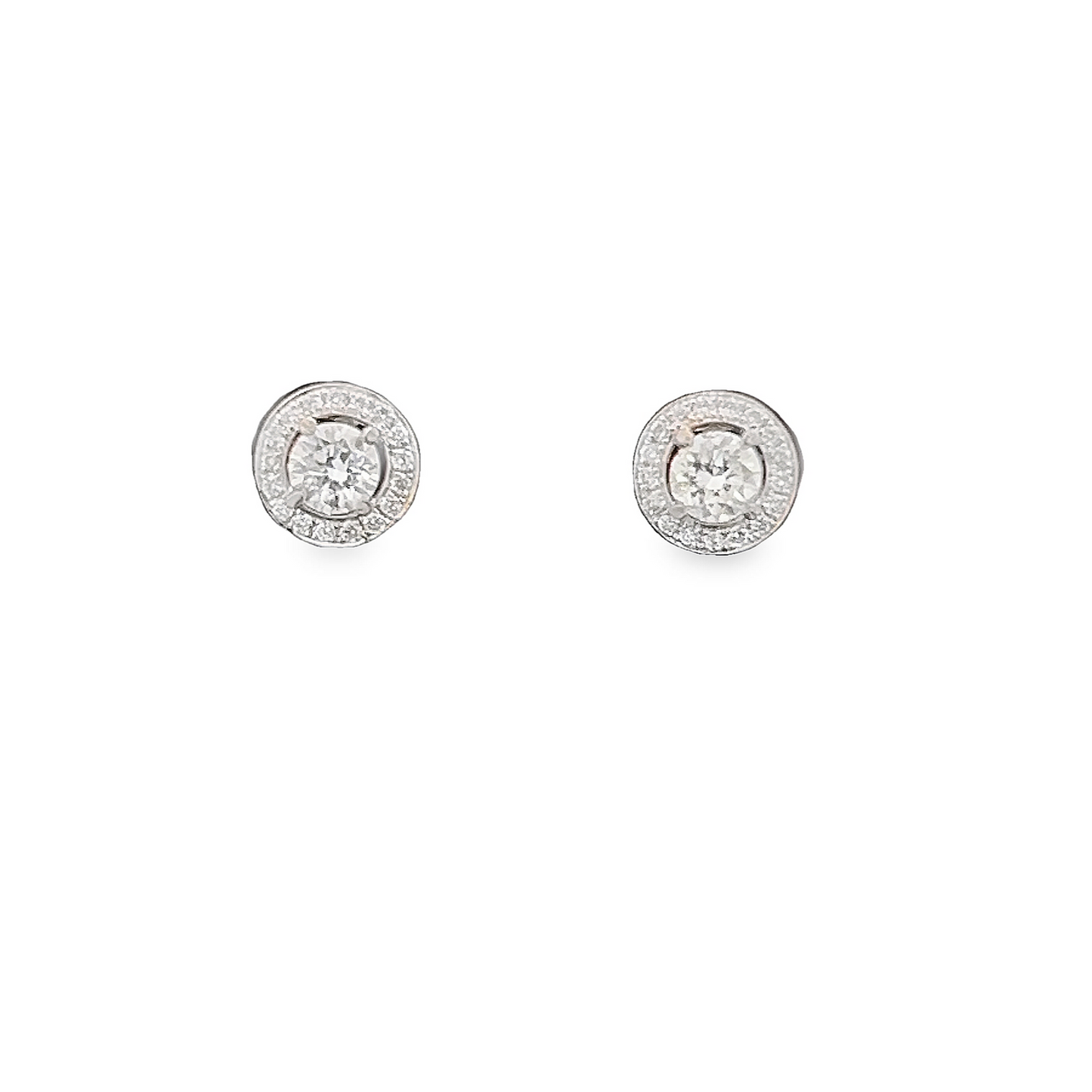 Natural Diamond 18ct White Gold Halo Cluster Earrings