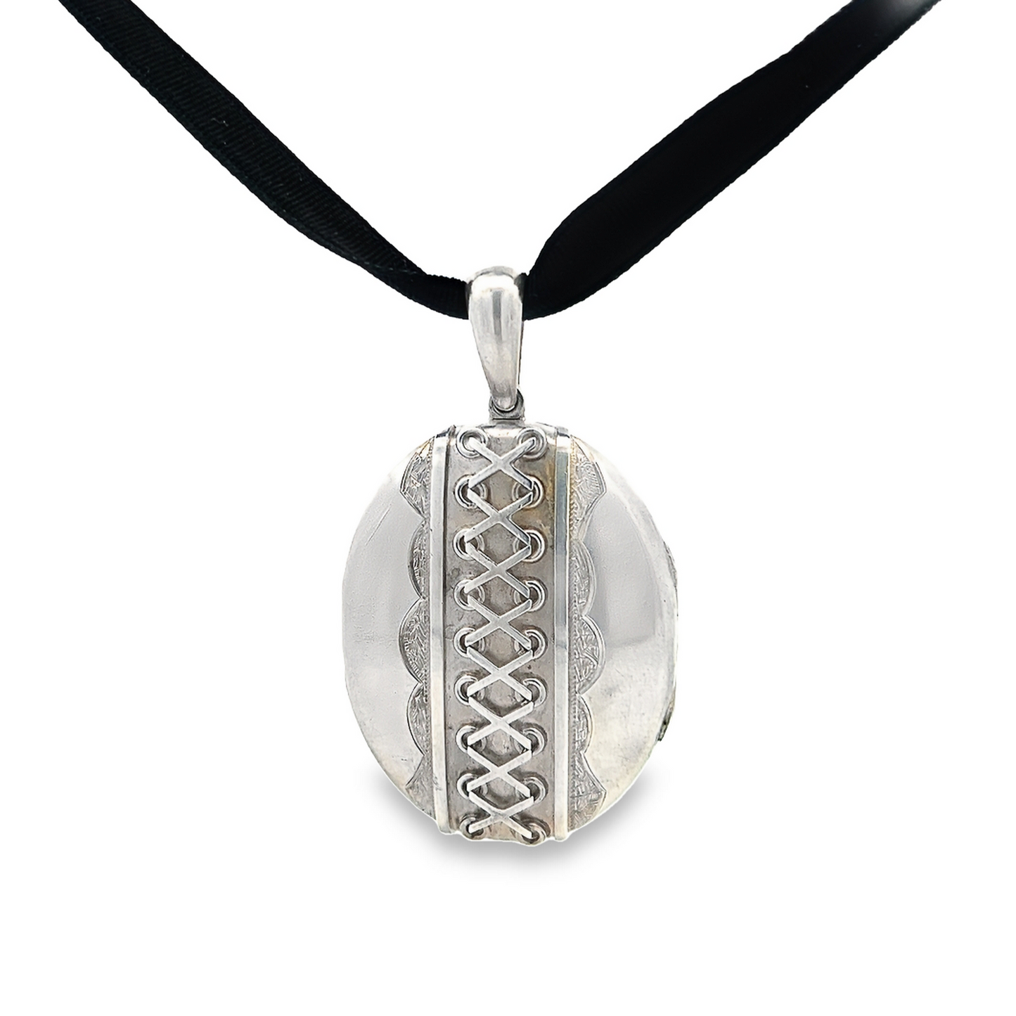 Antique Victorian Sterling Silver Oval Locket