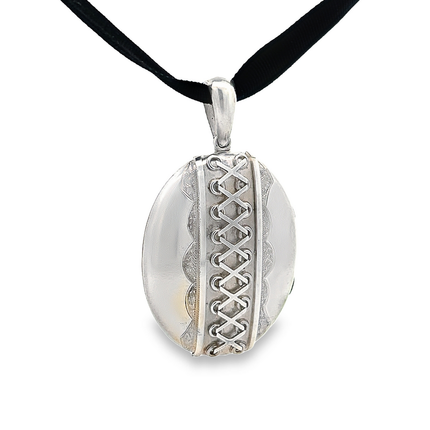 Antique Victorian Sterling Silver Oval Locket