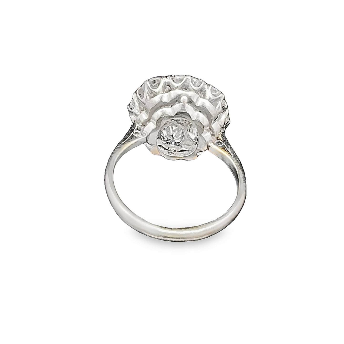 Vintage Natural 2.75ct TDW Diamond Platinum and 18ct White Gold Daisy Cluster Ring