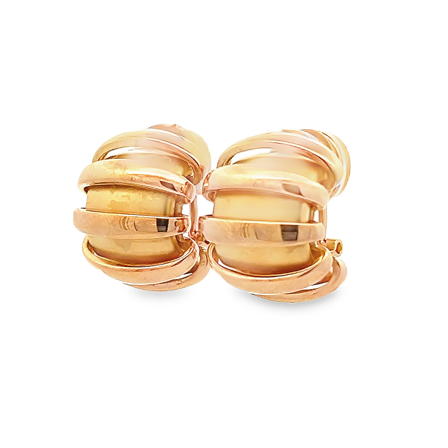 Vintage Matte and Polished 18ct Yellow Gold Hoop Earrings by Charles Garnier