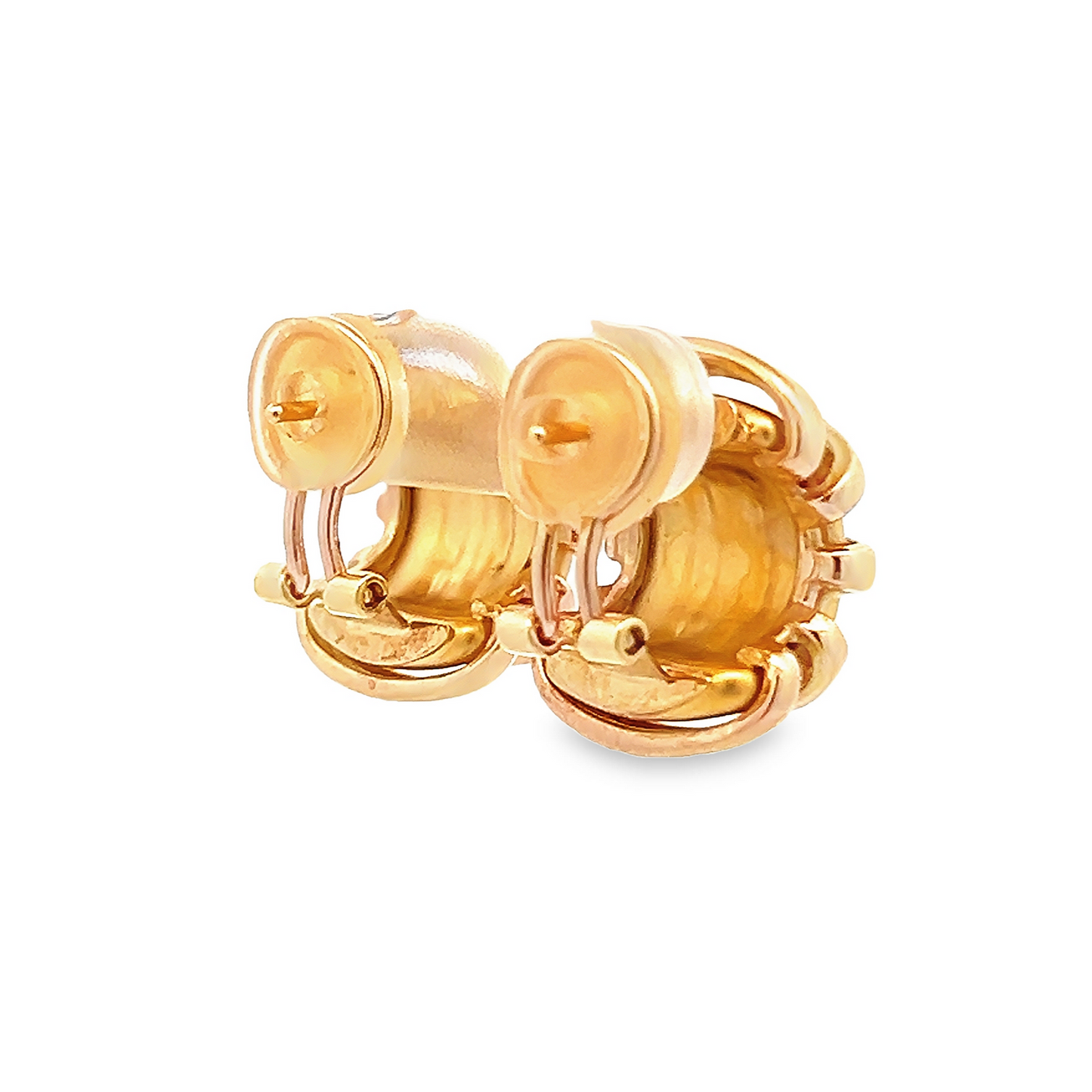 Vintage Matte and Polished 18ct Yellow Gold Hoop Earrings by Charles Garnier