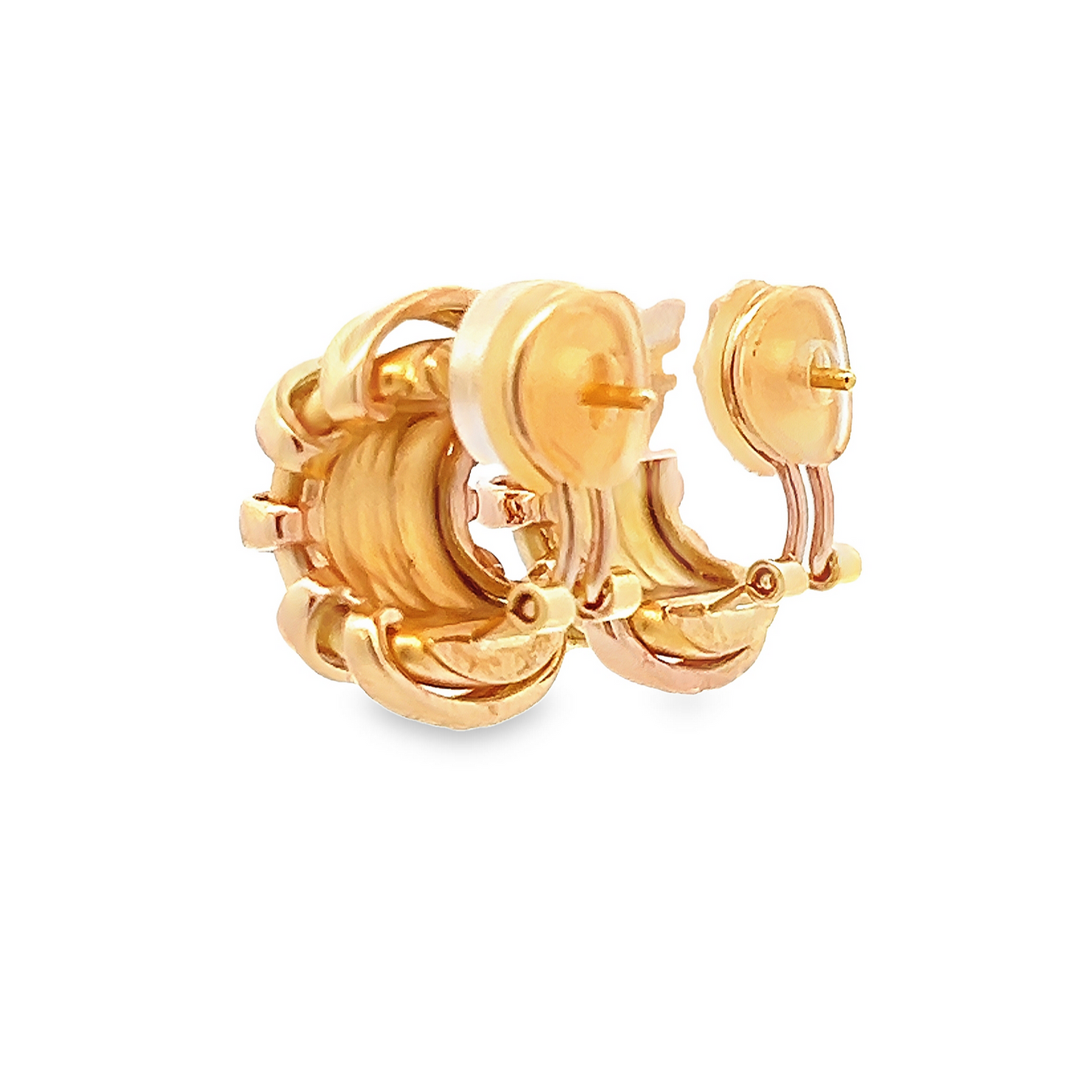 Vintage Matte and Polished 18ct Yellow Gold Hoop Earrings by Charles Garnier