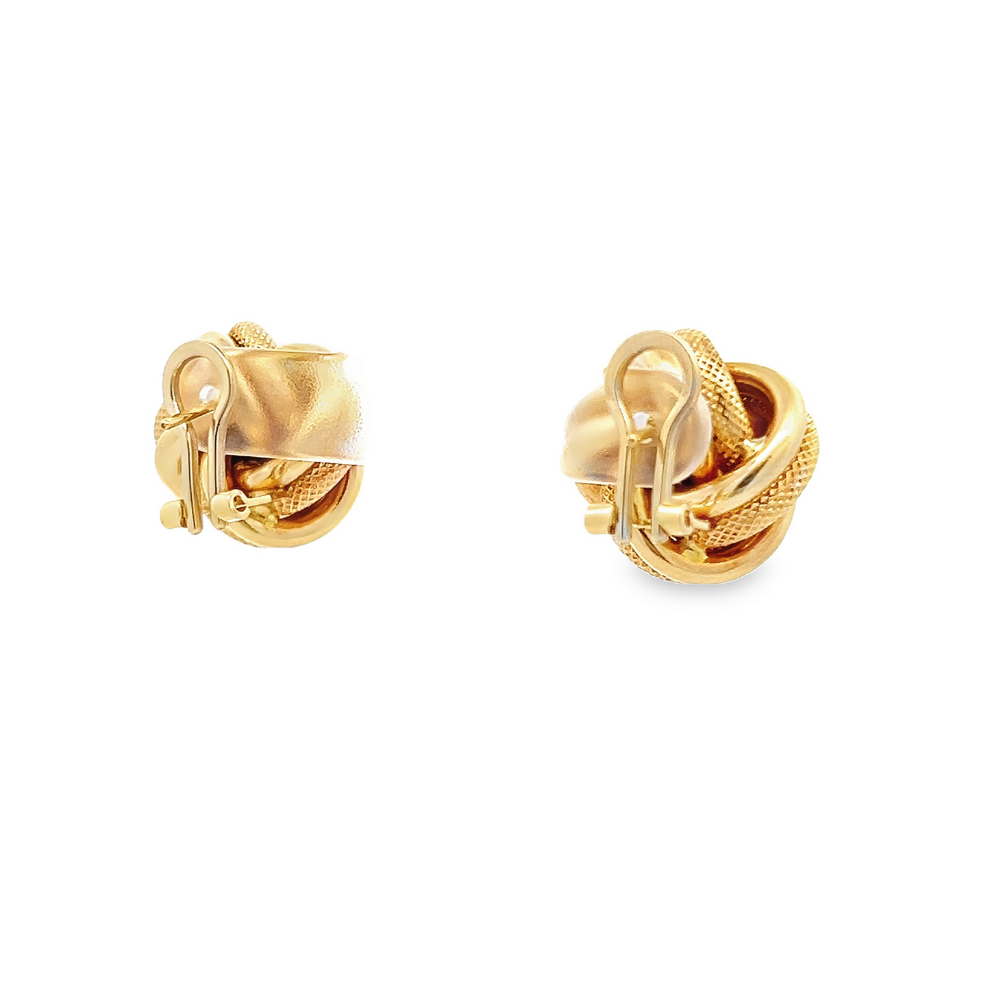 Vintage Textured & Polished 18ct Yellow Gold Large Knot Earrings