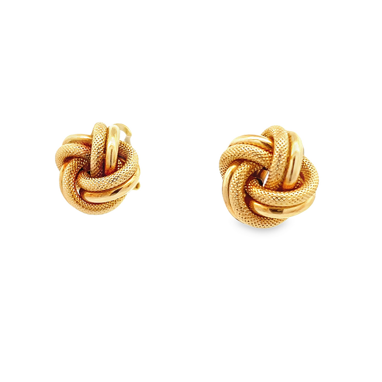 Vintage Textured & Polished 18ct Yellow Gold Large Knot Earrings