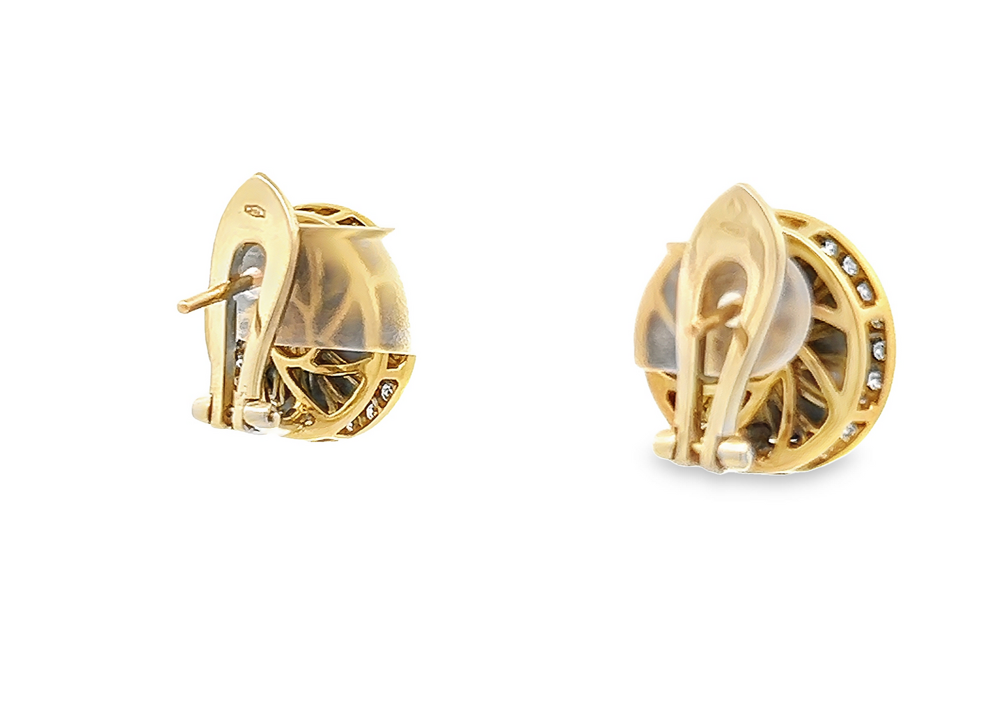 Vintage Mabe Pearl and Diamond 18ct Gold Earrings