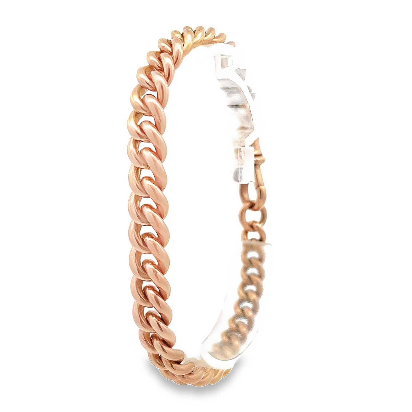 Antique Victorian 9ct Rose Gold Graduated Curb Bracelet with Dog Clip Clasp