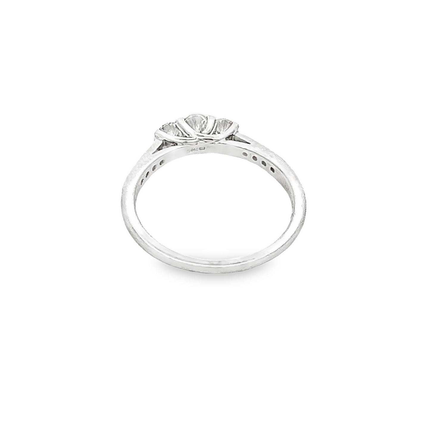 Natural Diamond Trilogy 18ct White Gold Ring with Diamond Shoulders