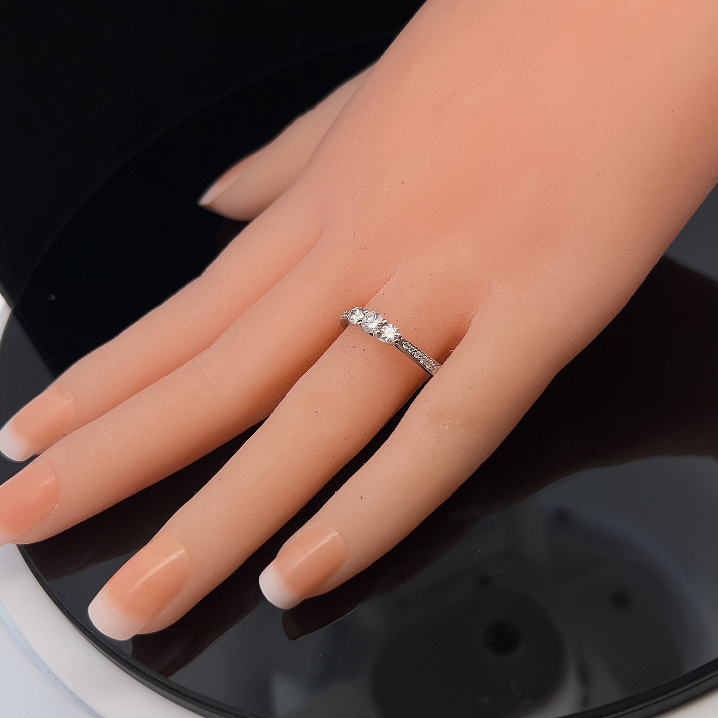 Natural Diamond Trilogy 18ct White Gold Ring with Diamond Shoulders