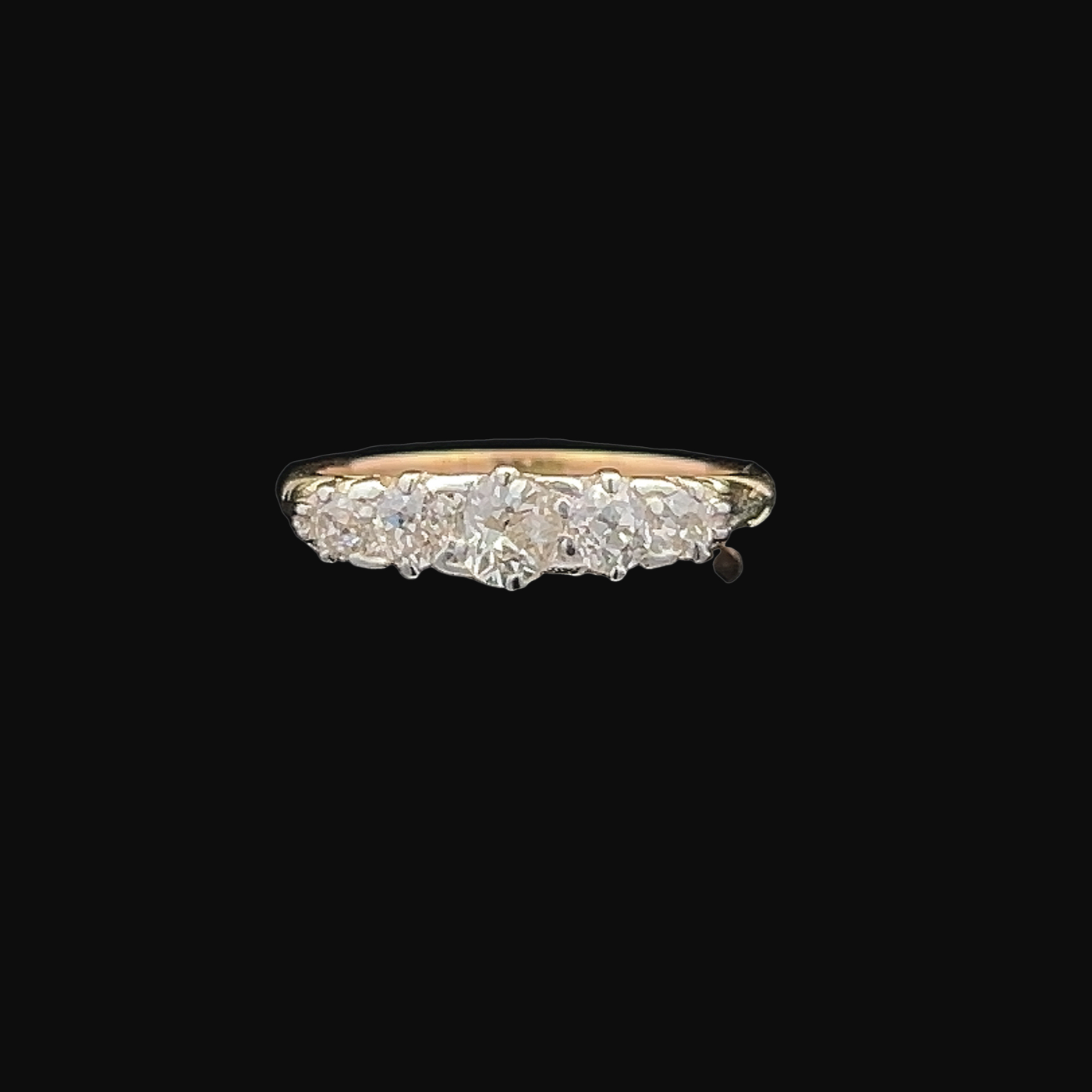 Antique Victorian Carved 5 Stone Old European Cut Diamond 18ct Gold Ring