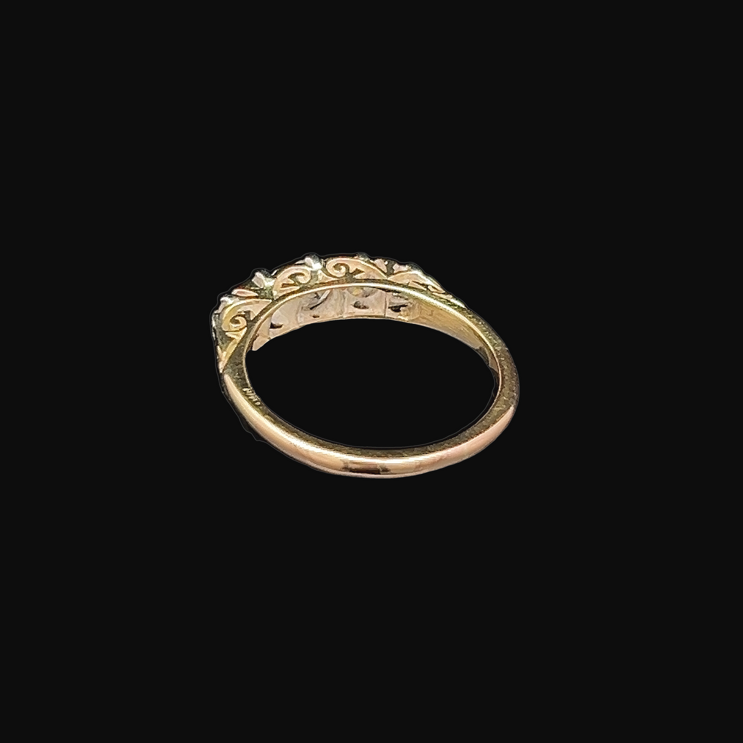 Antique Victorian Carved 5 Stone Old European Cut Diamond 18ct Gold Ring