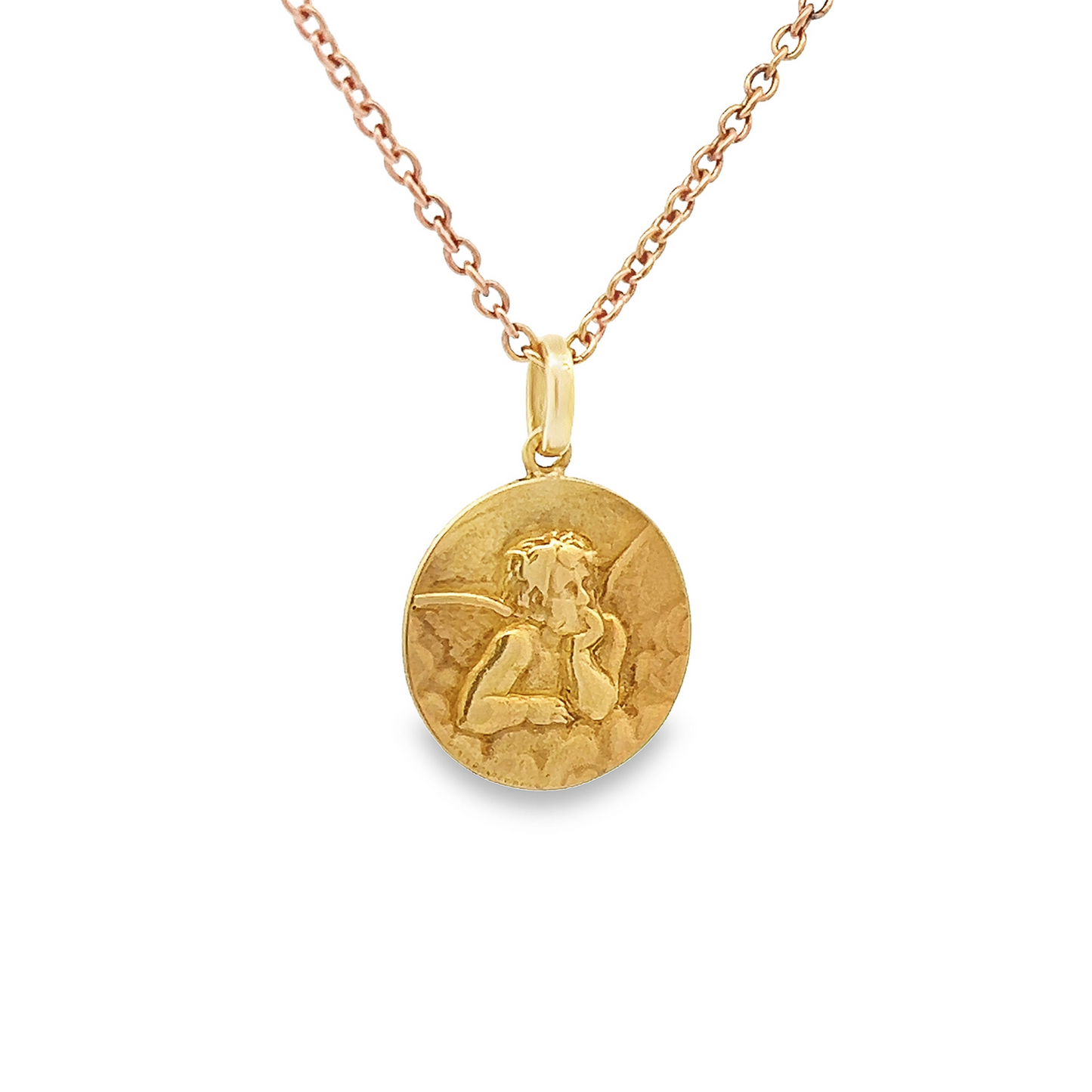 Antique French 18ct Gold Cherub Baptism Medallion / Pendant Signed by Penin Poncet