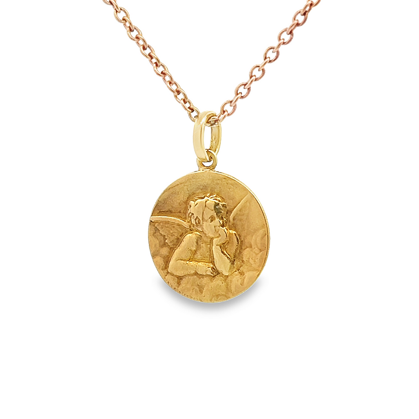 Antique French 18ct Gold Cherub Baptism Medallion / Pendant Signed by Penin Poncet