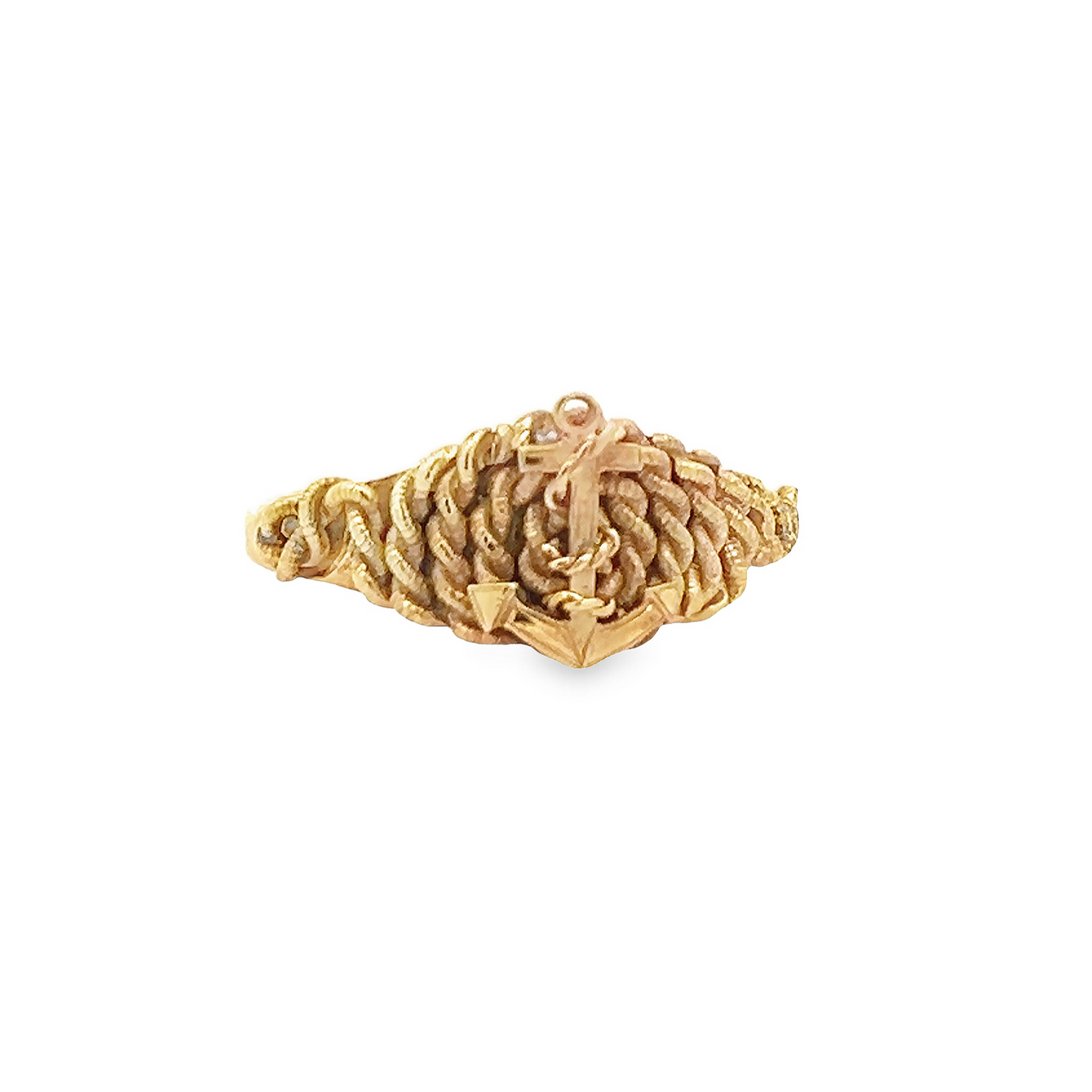 Antique Victorian 18ct Gold Anchor and Rope Motif Ring