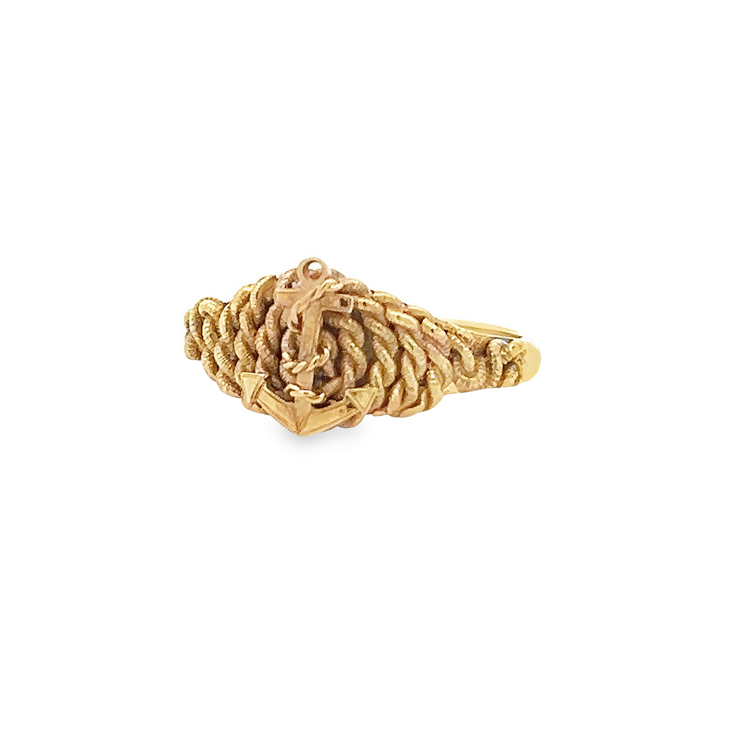 Antique Victorian 18ct Gold Anchor and Rope Motif Ring